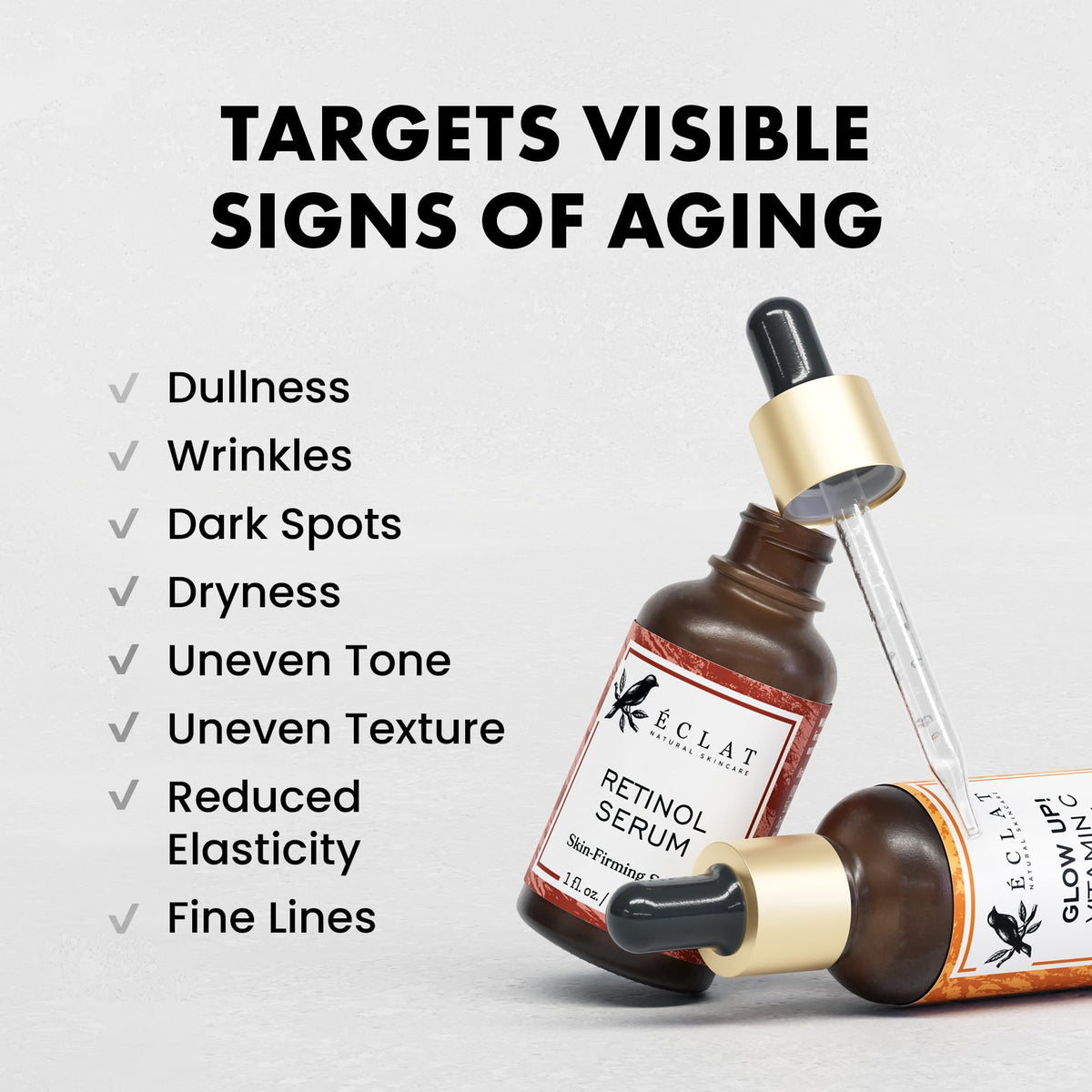 Eclat Skincare Face Serum Set Vitamin C Retinol Serum for - Eclat Skincare Official Imagery - 5