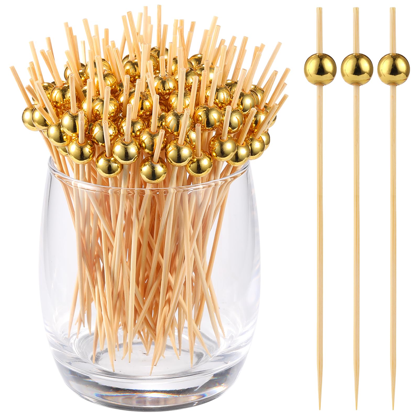 200 PCS Cocktail Picks, Fancy Toothpicks for Appetizers Bamboo - Product Imagery