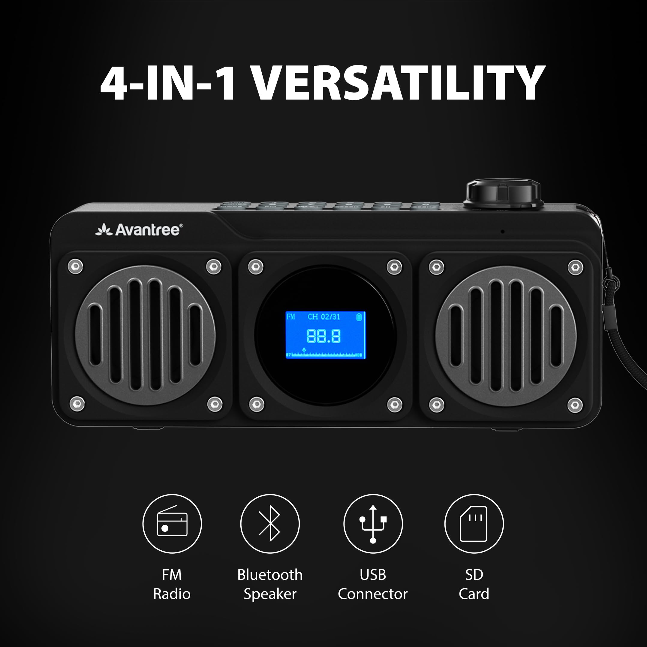Avantree BoomByte FM Radio Bluetooth Speaker, Stereo