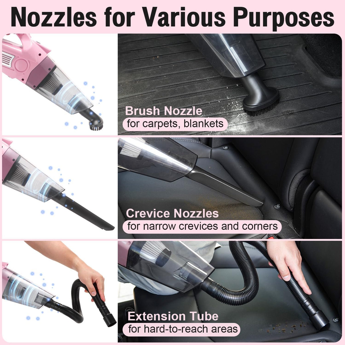 Pink Car Cleaning Kit 25Pcs Detailing Kit Interior with 4 in - vioview Official Imagery - 5