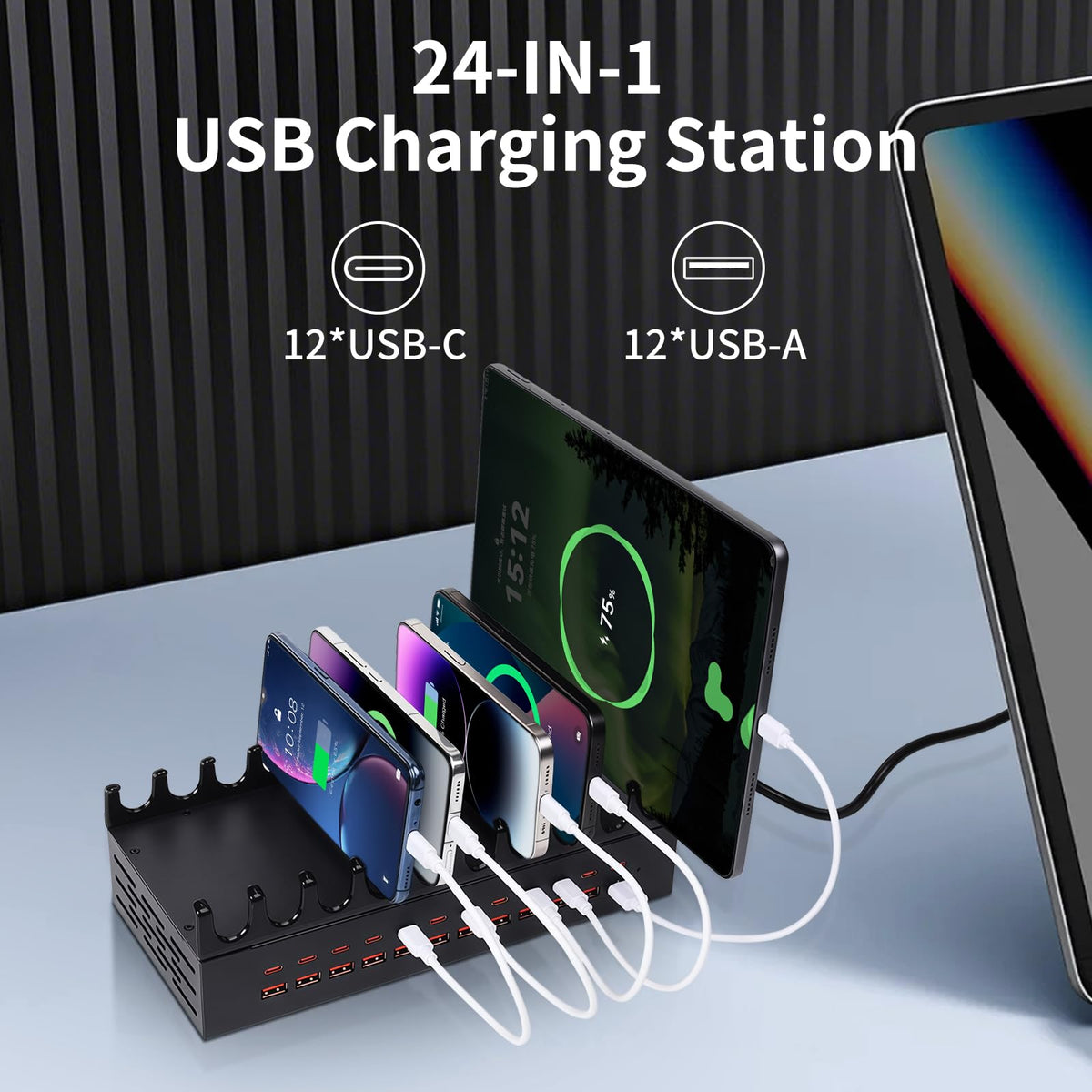 24 Ports 300W Charging Station for Multiple Devices with 10 - Yoodarmx Official Imagery - 3
