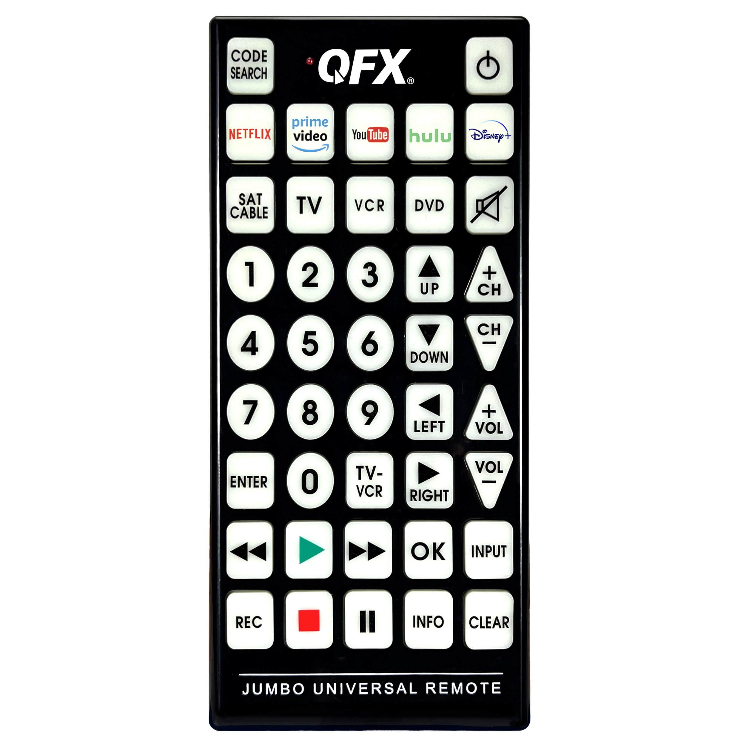 QFX REM-115 8 in 1 Large Jumbo Universal Remote Control for RCA, - QFX Official Product View 1