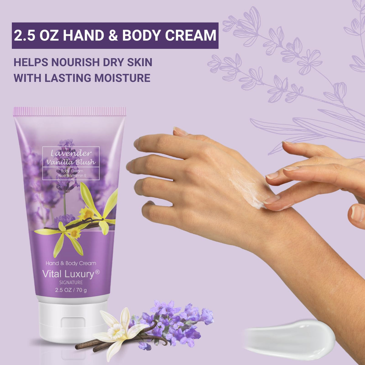 Lavender Vanilla Blush Bath Set 4PC Shower Gel Lotion Hand - BBlove Official Imagery - 6