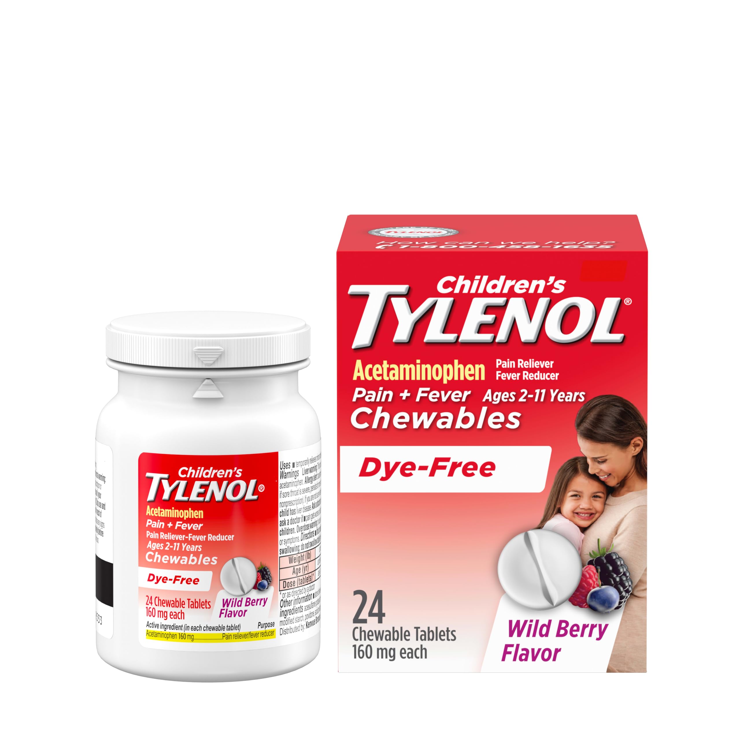 Children's Tylenol Dye-Free Chewables Wild Berry 24ct