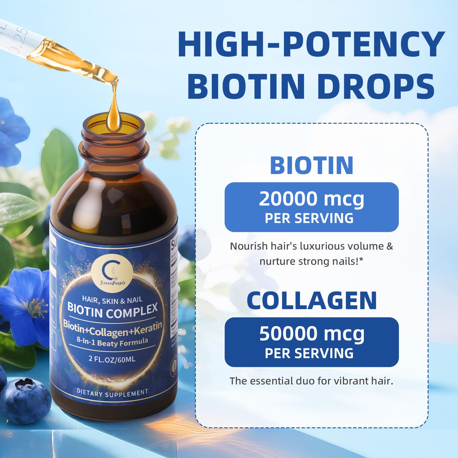 Biotin Collagen Liquid Drops Support Glowing Skin Hair Nail - GPGP GreenPeople Official Imagery - 4
