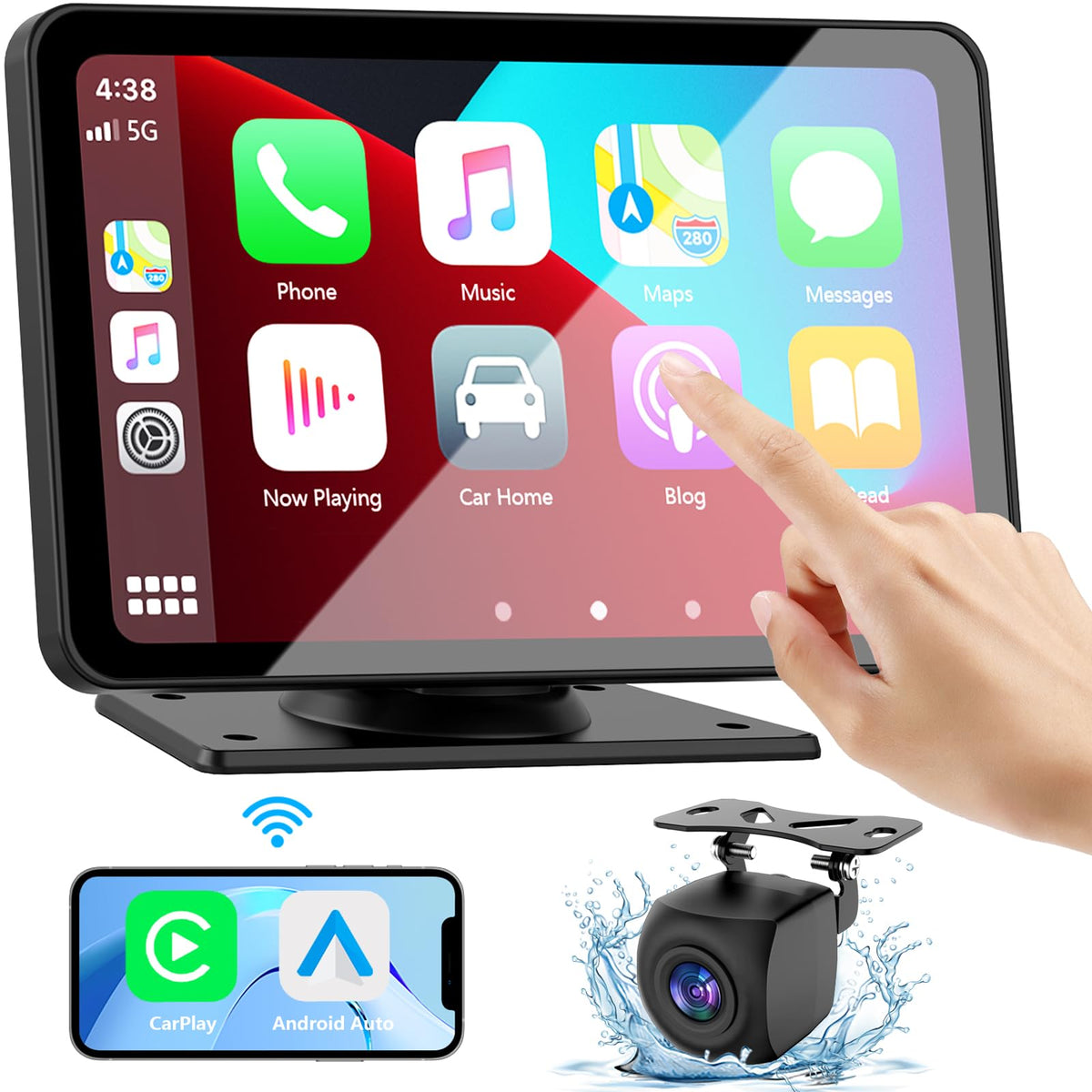 Carplay Screen for Car 7 HD Wireless Portable Car Play - Kiswuren Official Imagery - 1
