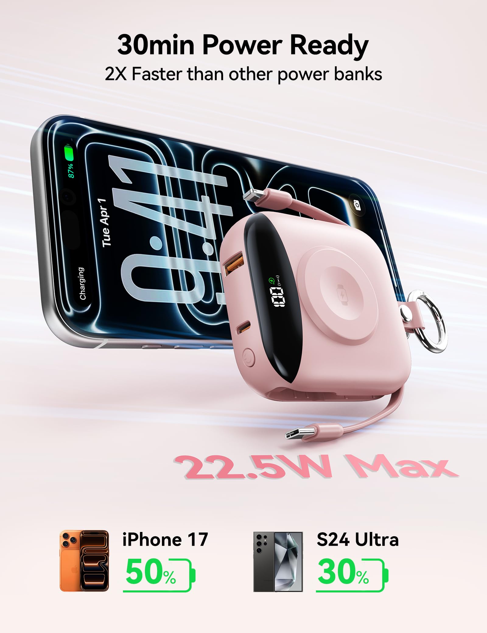 Portable Charger 10000mAh 22 5W Power Bank Built in 2 Cables - BLJIB Official Imagery - 7