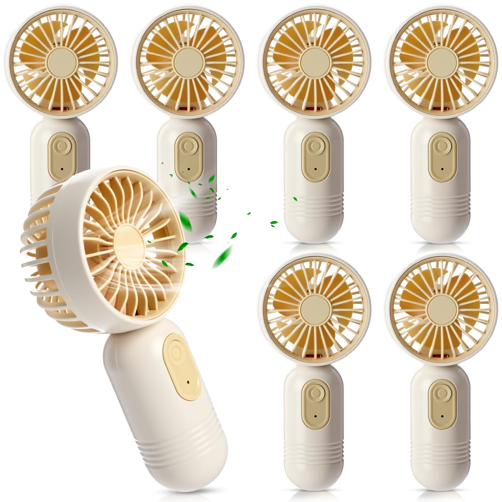 Rossesay 6 Pcs Mini Portable Fan 3 Speed Rechargeable, Beige - View 1