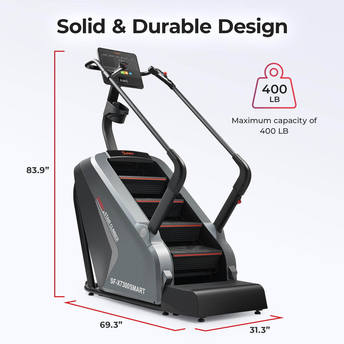 Sunny Health Fitness Smart Commercial Grade Stepper Stair - Sunny Health & Fitness Official Imagery - 7