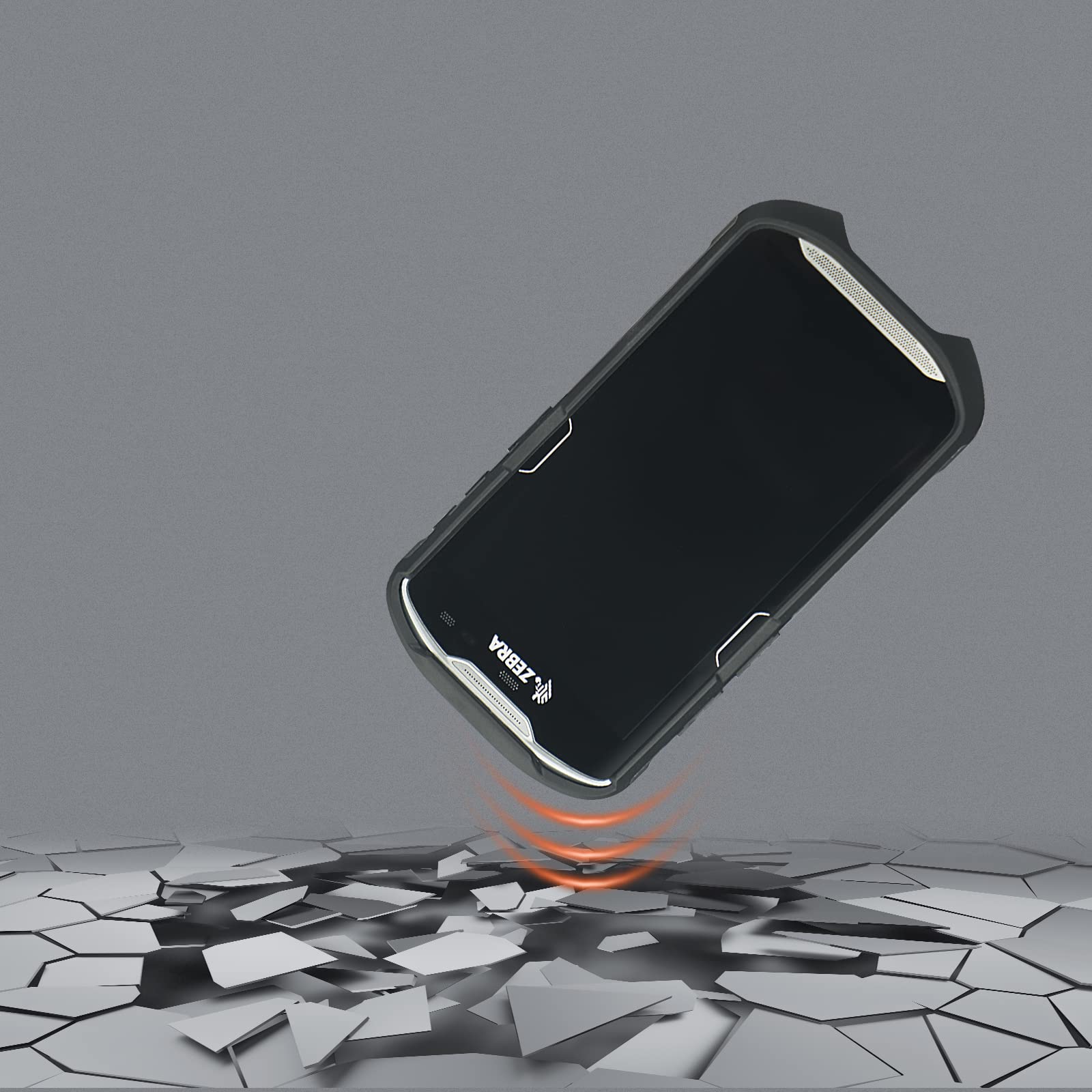 Black rugged TPU protective bumper case with hand strap for Zebra TC51, TC52, TC56, TC57 barcode scanner, by NAGRIS.