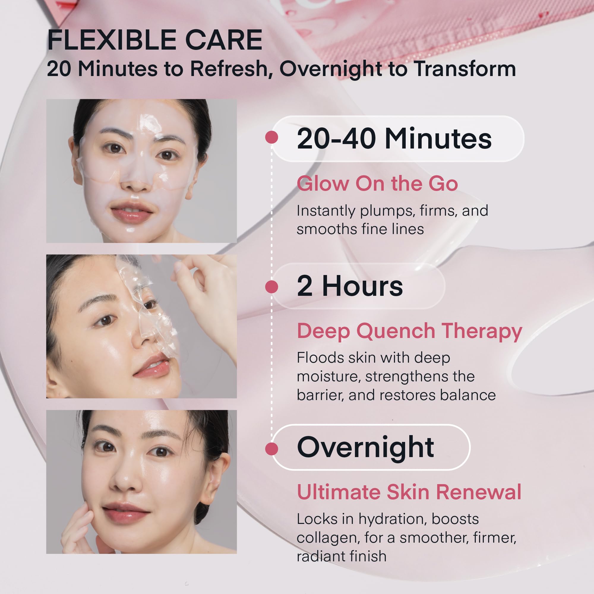 TEREZ & HONOR Real Deep Bio Collagen Face Mask - 8 x 33g Korean Hydrogel Overnight Masks for Deep Hydration, Glowing, Pore Minimizing, Elasticity, Fragrance-Free, 100 Da Ultra-Low Molecular Collagen - TEREZ & HONOR Official Product View 4