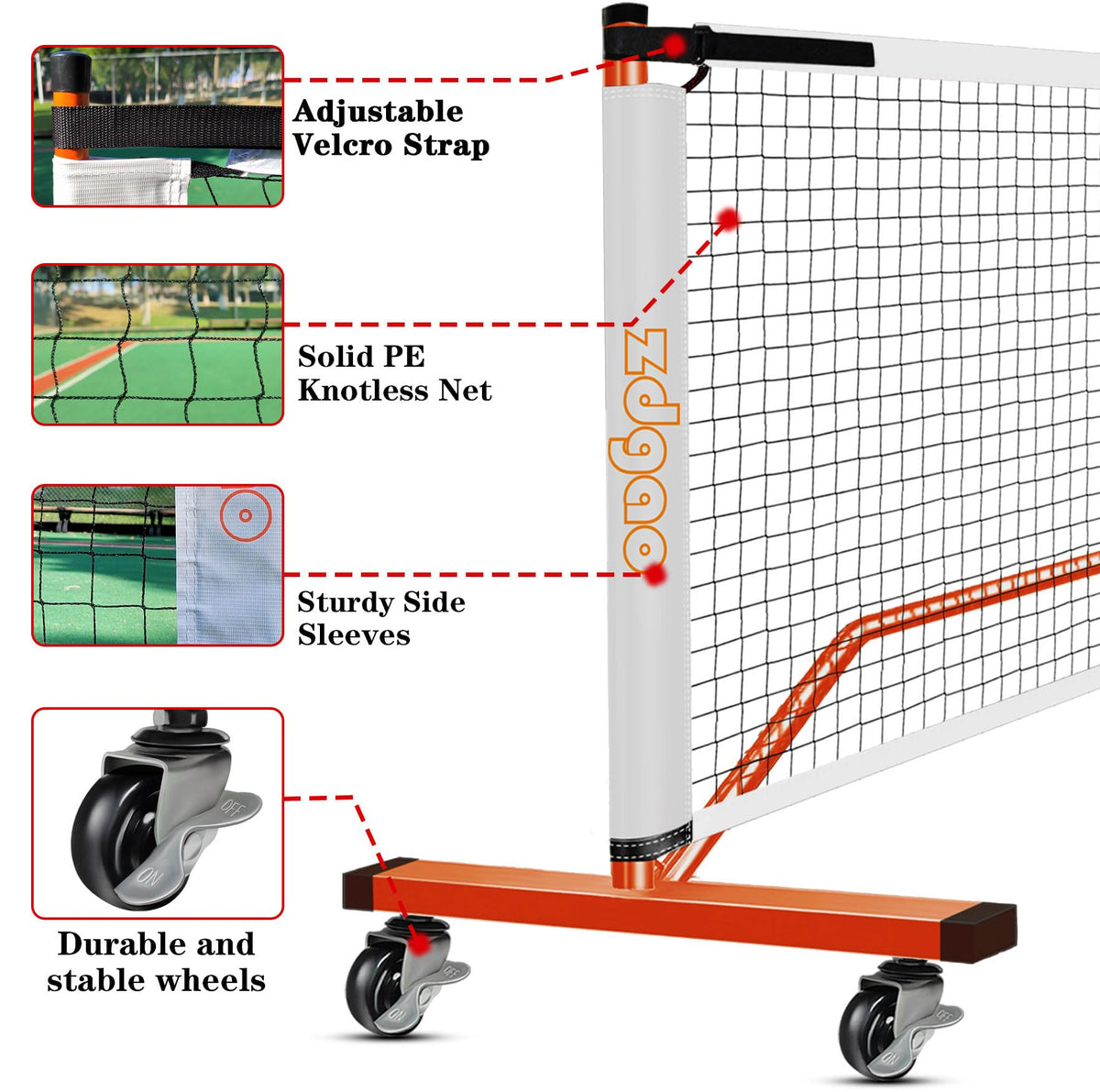 Portable Pickleball Net with 4 Paddles Set for Indoor - Zdgao Official Imagery - 4