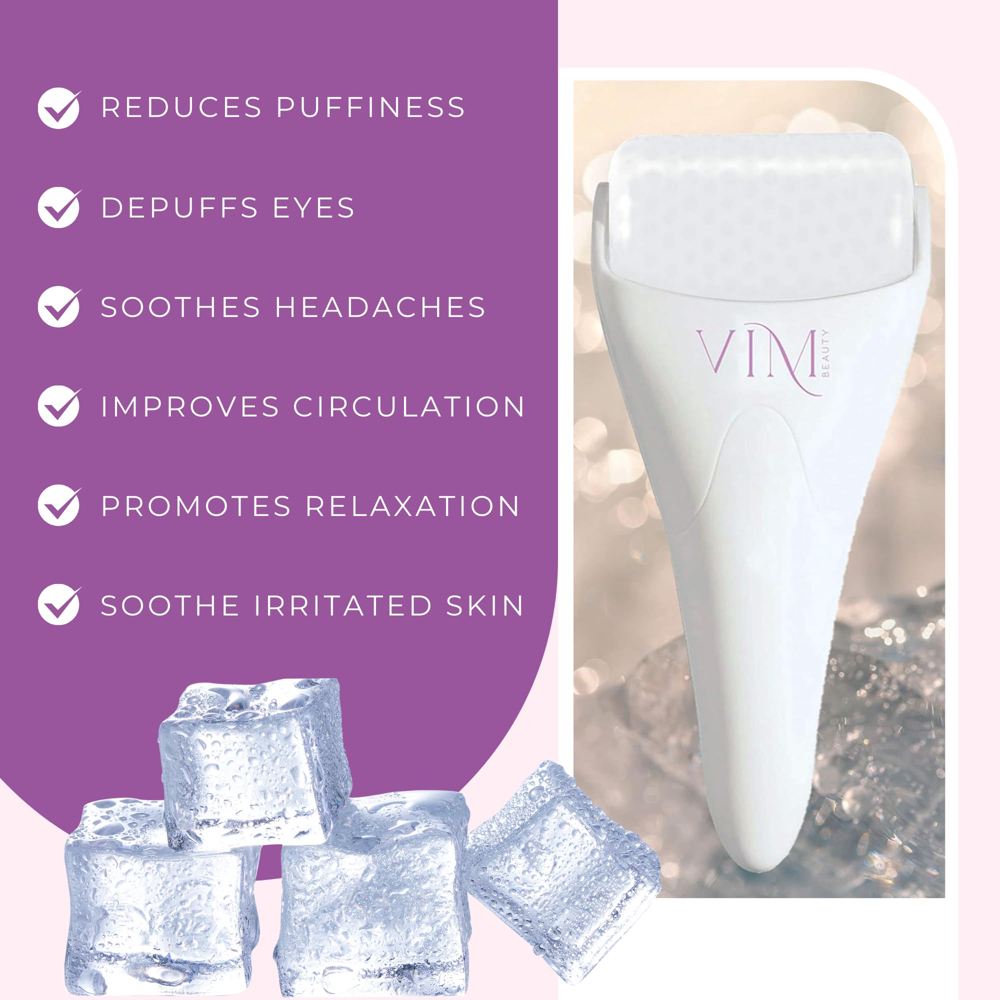 Skincare Ice Roller for Face - Facial Cold Massage Roller for Puffiness, Depuffing Eyes, Headaches, Muscle Pain, Skin Pores - Spa Accessories & Self Care Gift for Women, Daughter & Her Birthday