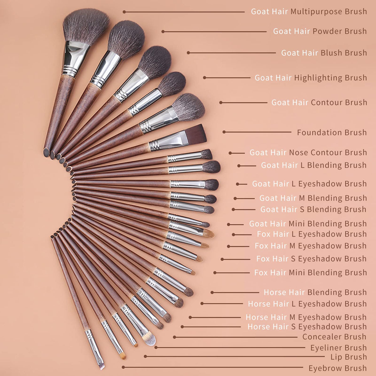 ENZO KEN Deluxe Professional Natural Goat Hair Makeup Brush - ENZO KEN Official Imagery - 4