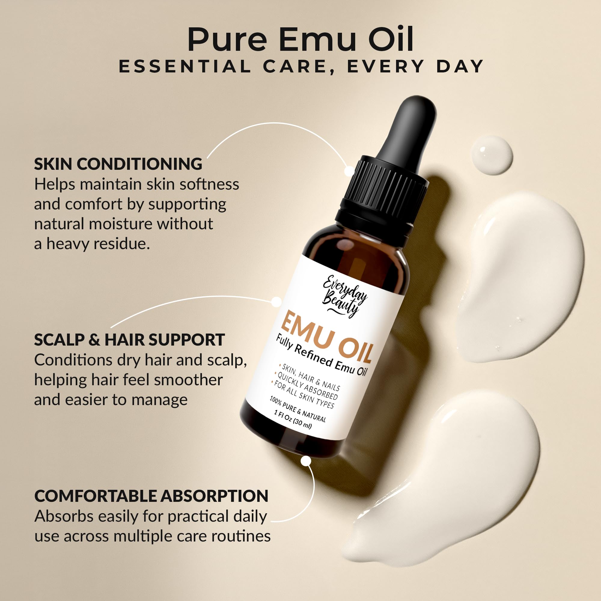 Pure Australian Emu Oil 6X Refined – 1 fl oz Dropper