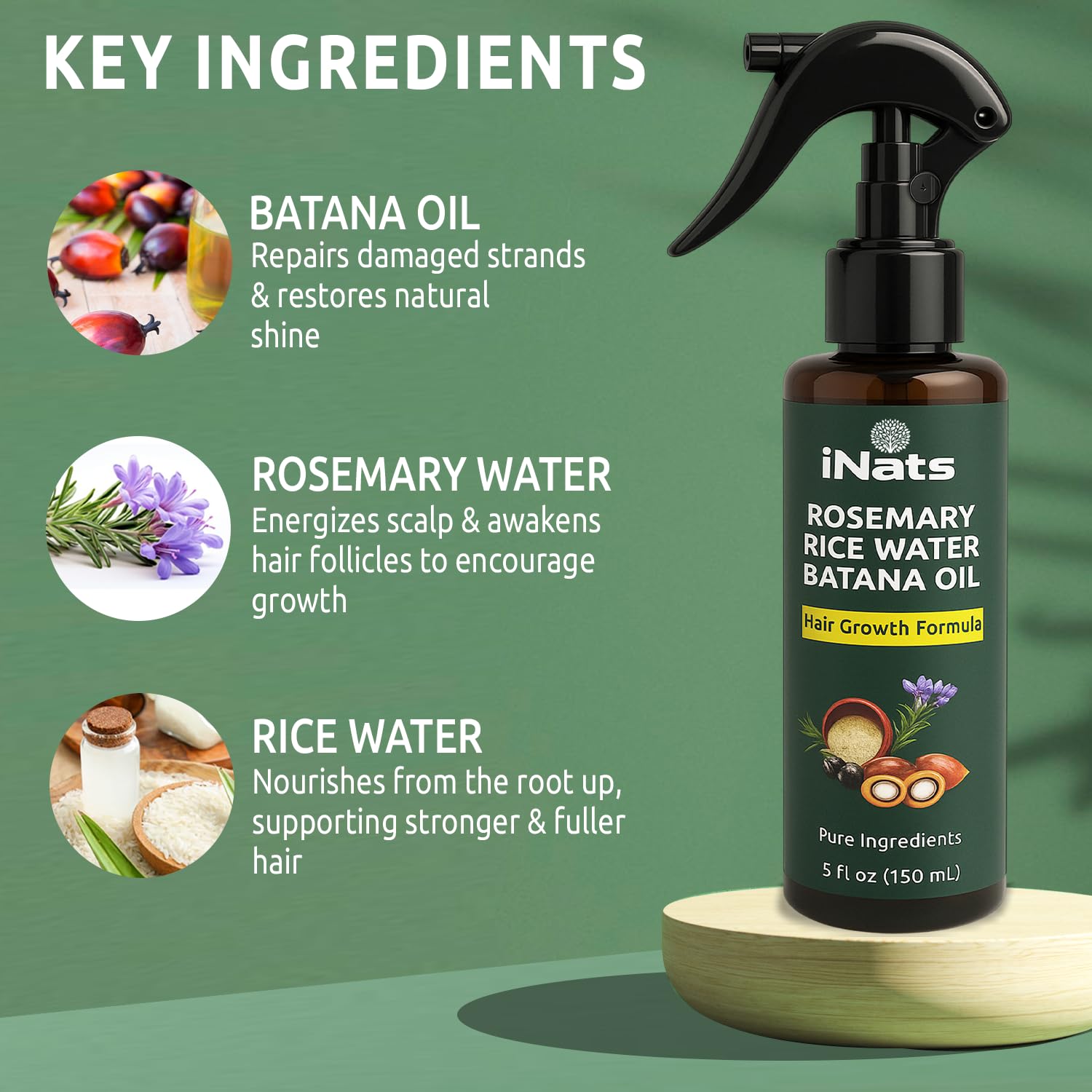 Rosemary Water Spray for Hair Growth Rice Water Spray 5 fl - iNats Official Imagery - 3