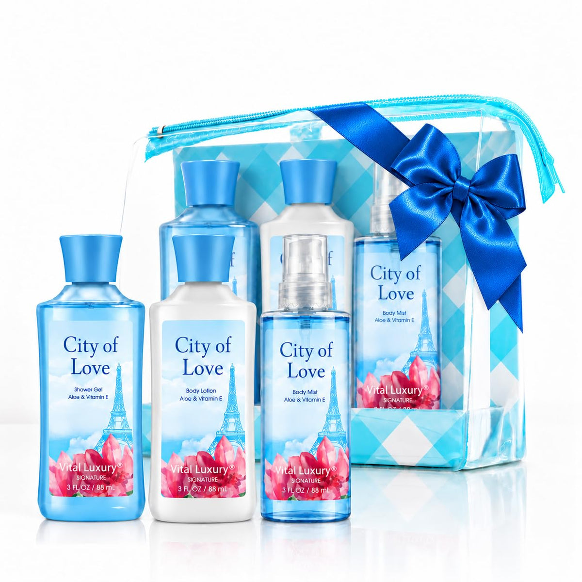 Bath Body Care Travel Set City of Love Scent 3 Piece Set - Vital Luxury Official Imagery - 2