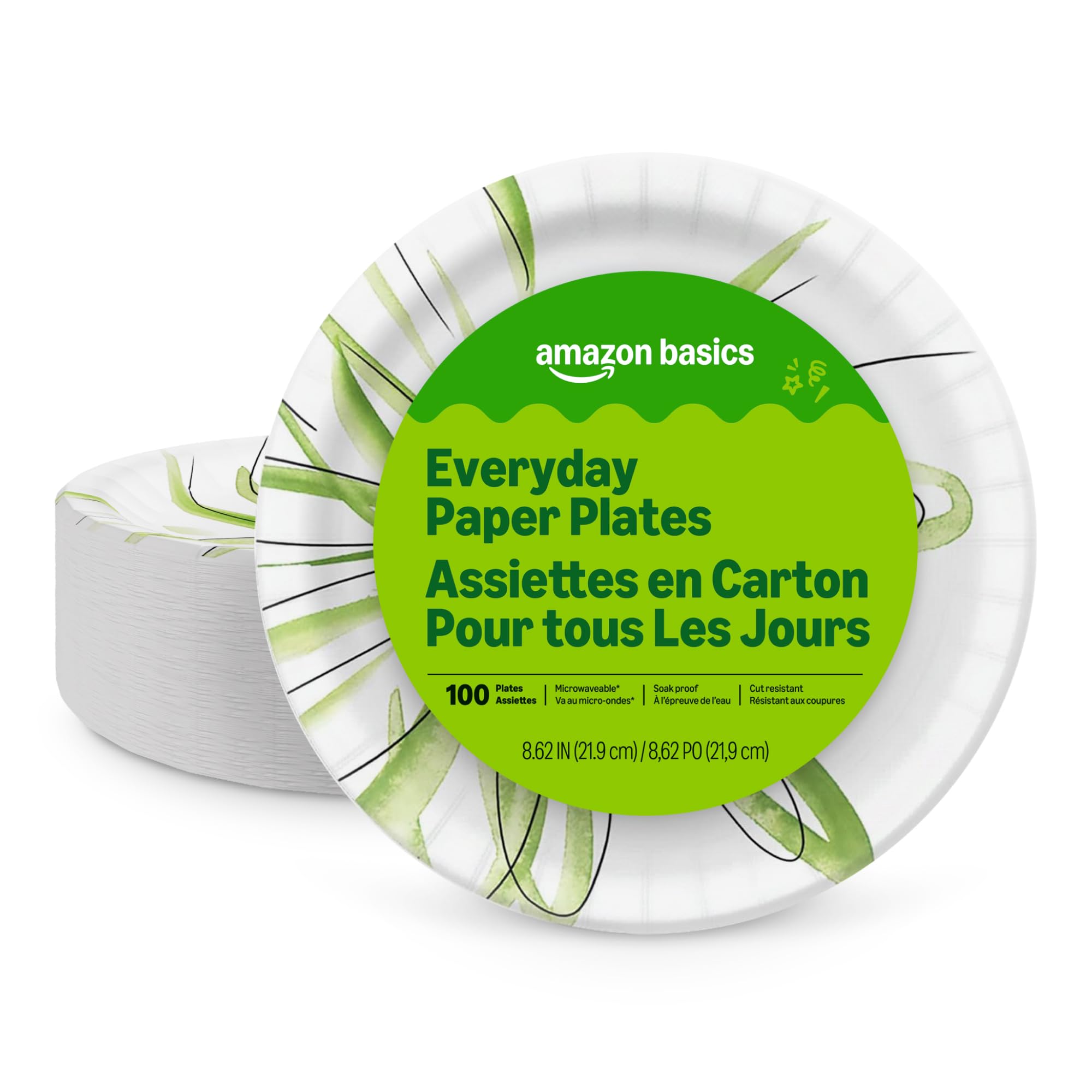 Amazon Basics Everyday Disposable Paper Plates, 8.62 Inch, - Product Imagery
