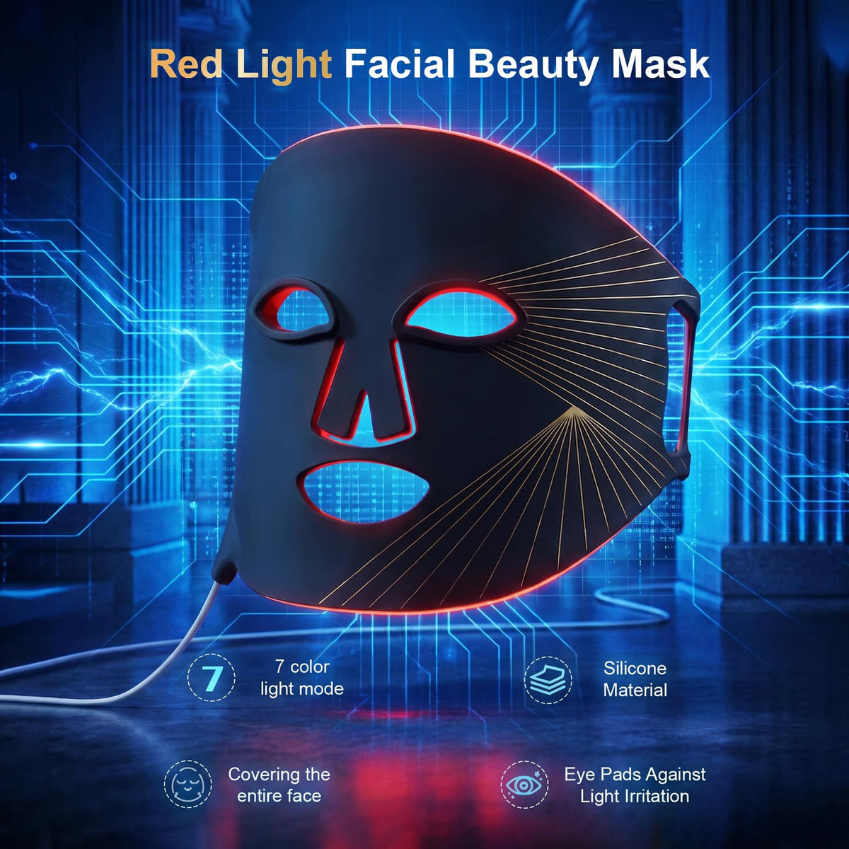 Red Light Therapy Mask 7 Color Skincare Light LED Mask for - KissPart Official Imagery - 6