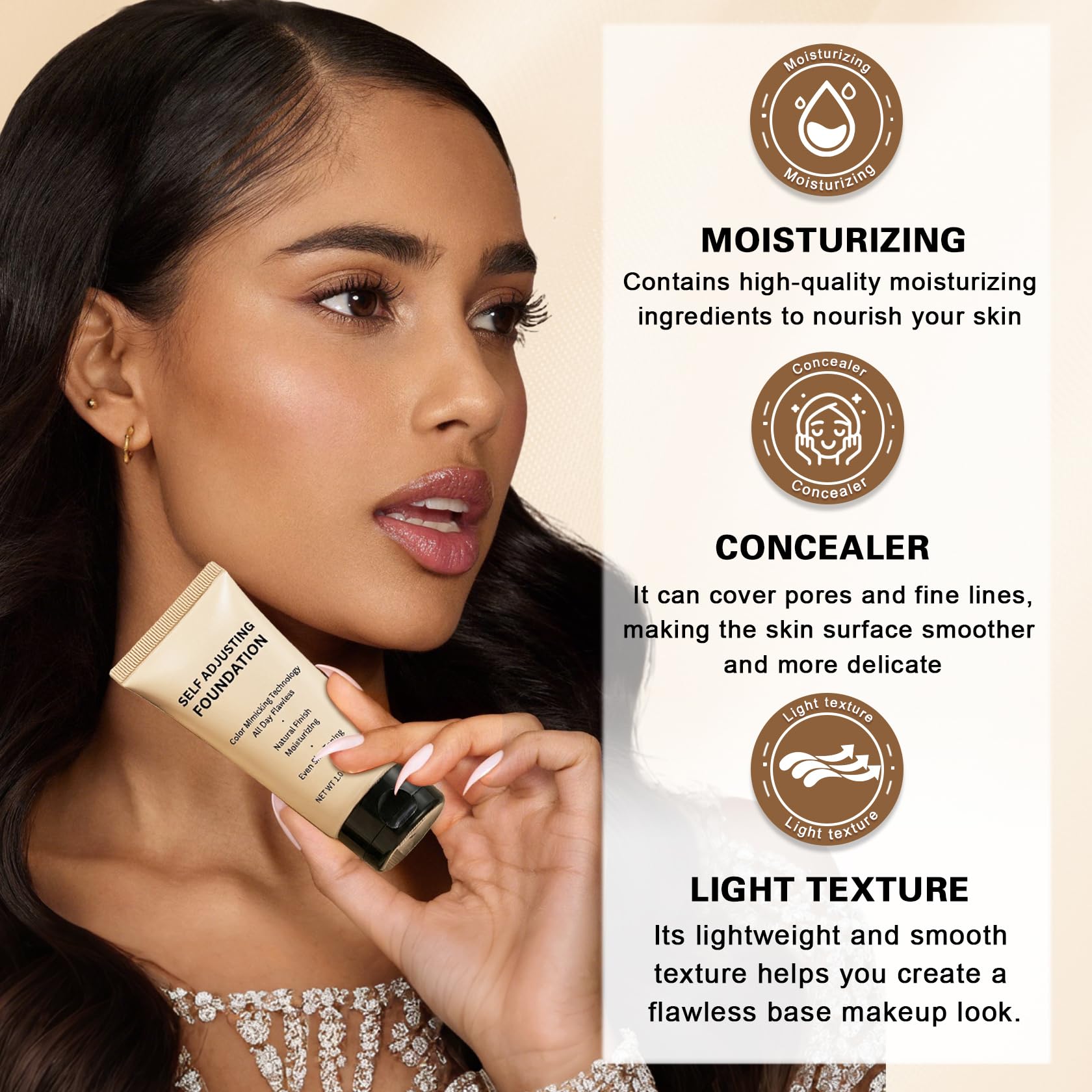 AOAZXBB color changing foundation in shade 01 Light, self-adjusting skin foundation and concealer for natural coverage