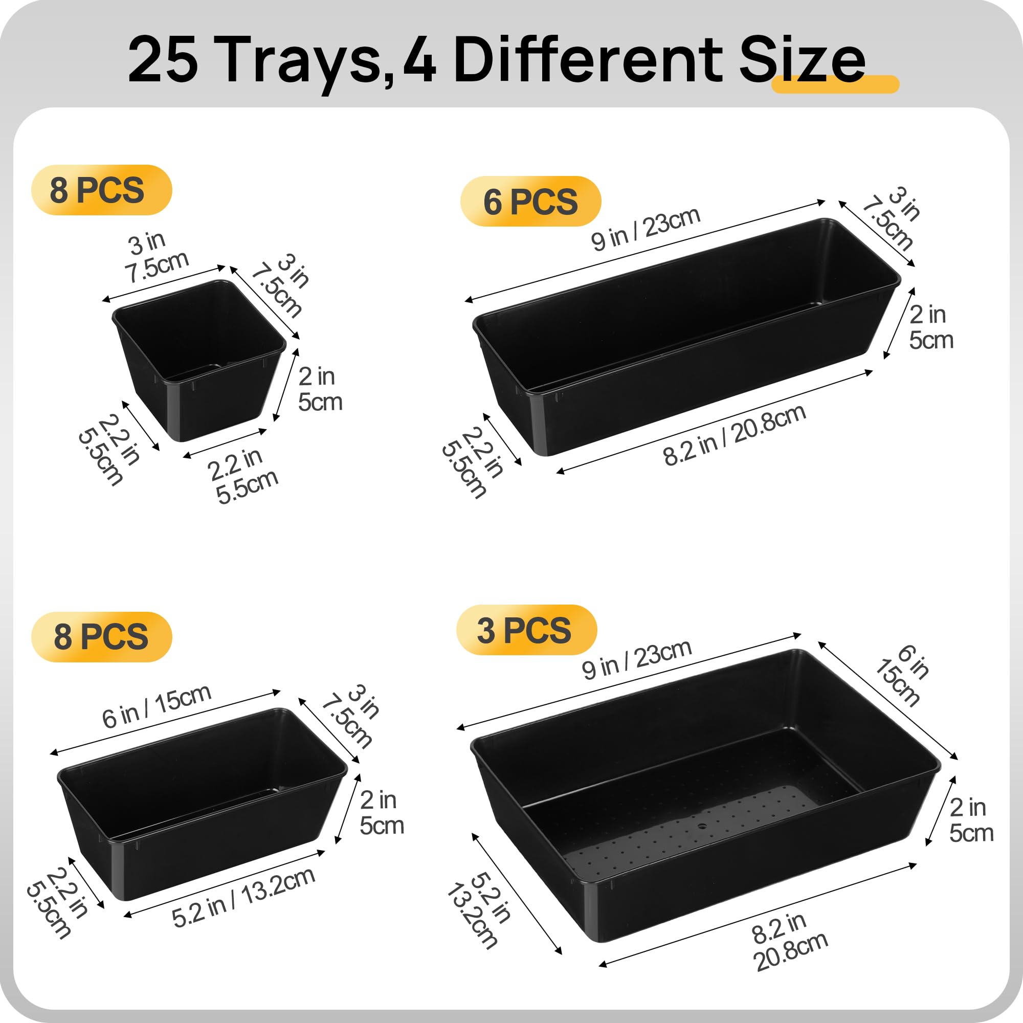 Vtopmart 25 Pack Plastic Drawer Organizers with Non-slip Rubber P by Vtopmart - Angle View 2