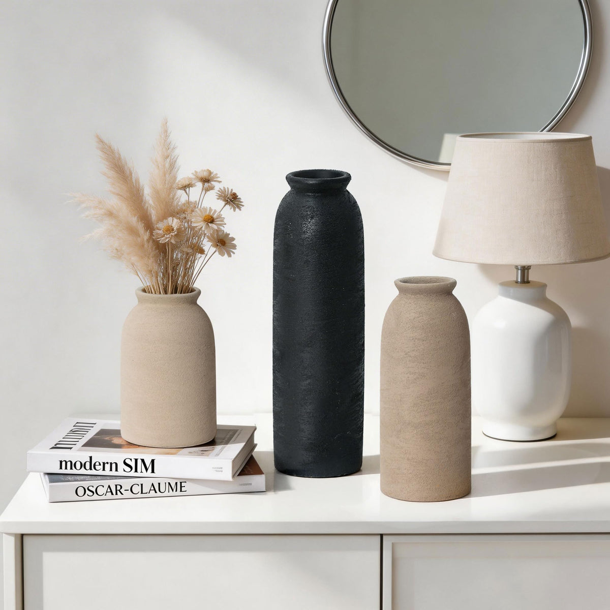 Ceramic Vase Set of 3 Small Flower Rustic Vase Home Decor - FancyPlus Official Imagery - 6