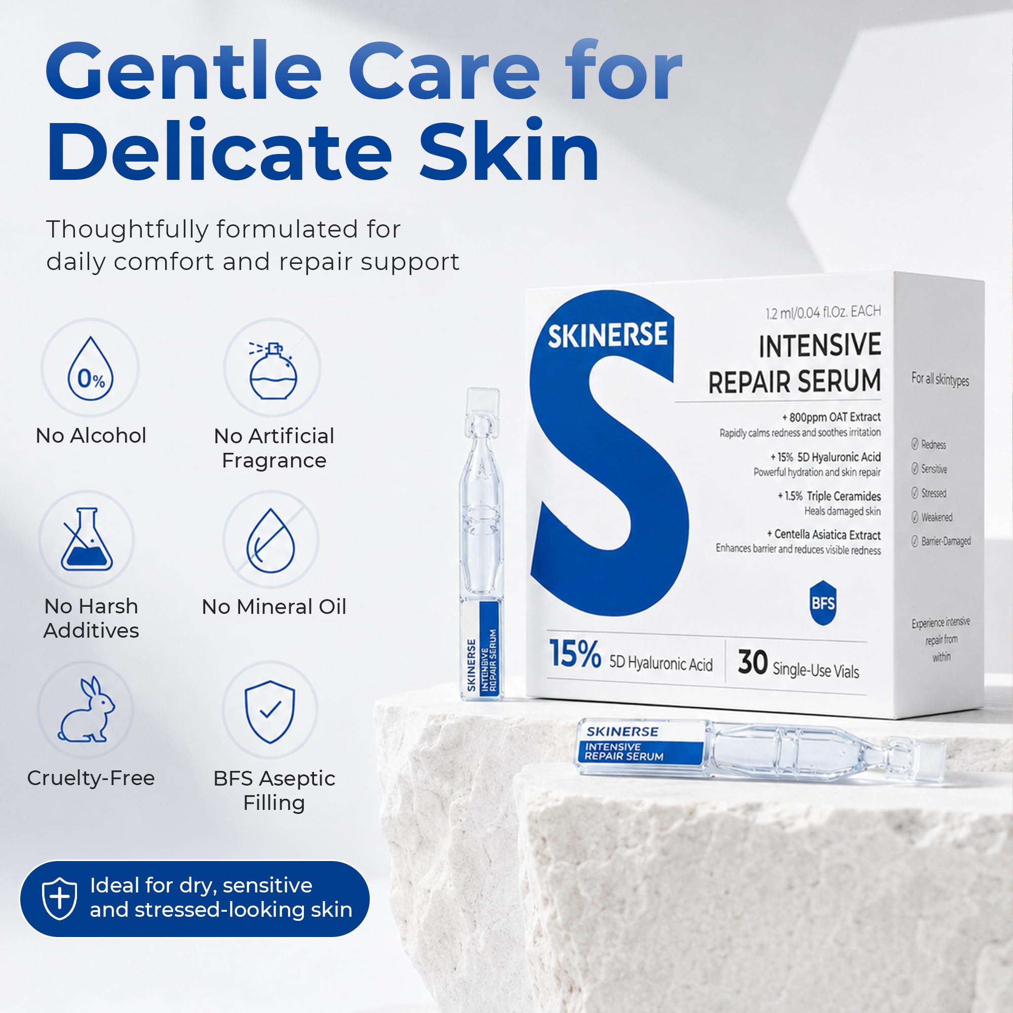 SKINERSE Intensive Repair Serum, 15%Hyaluronic Acid for Sensitive Skin Anti - SKINERSE Official Product View 8
