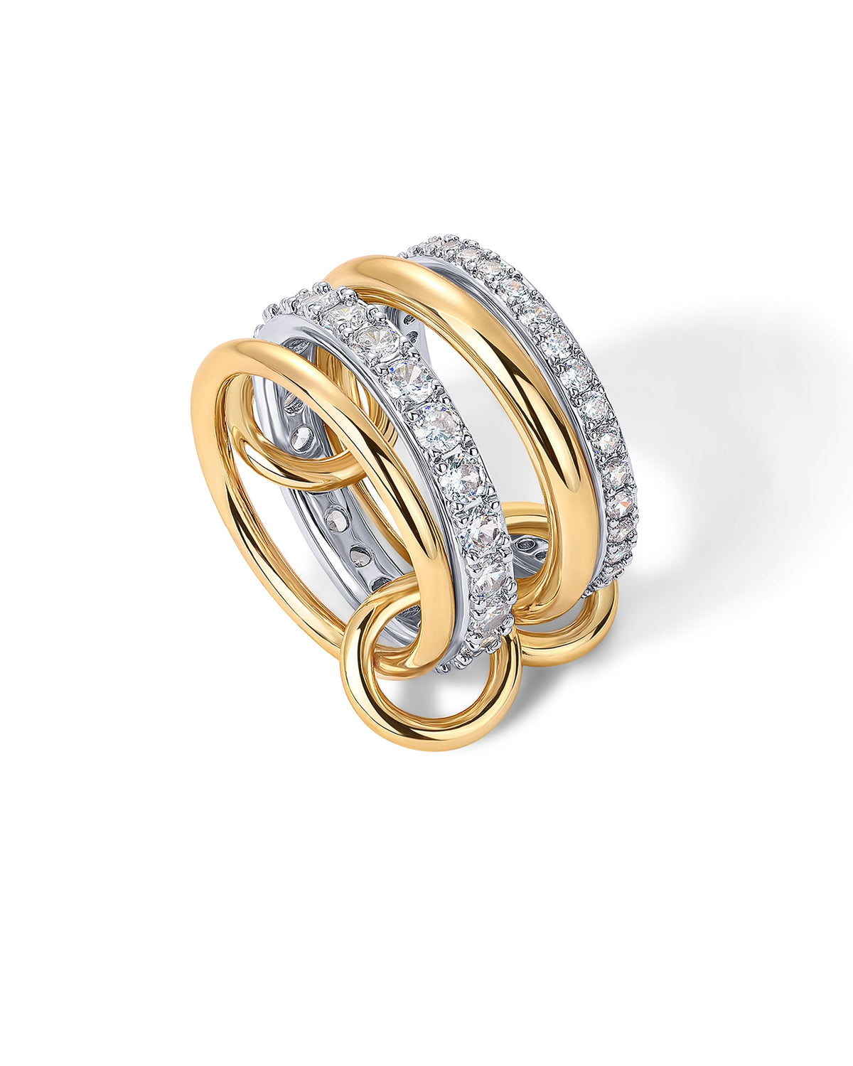 PAVOI Stackable Rings for Women 14K Gold Plated Interlocked - PAVOI Official Imagery - 4