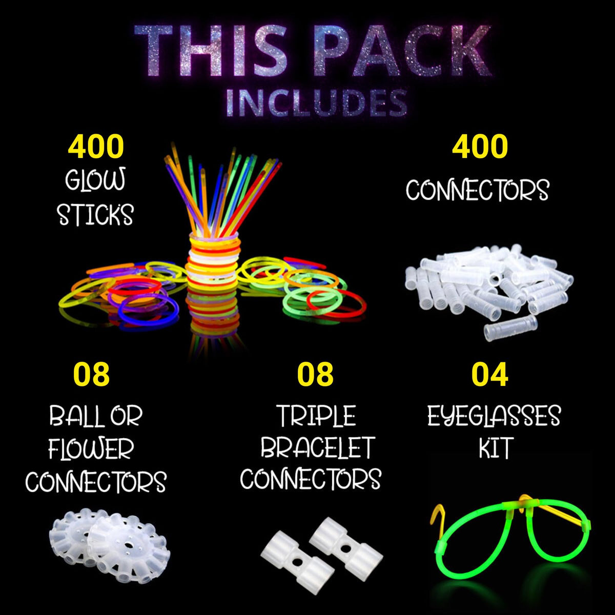 820 pcs Glow Sticks Bulk Glow in The Dark Party Supplies - Ammy Glow Official Imagery - 3
