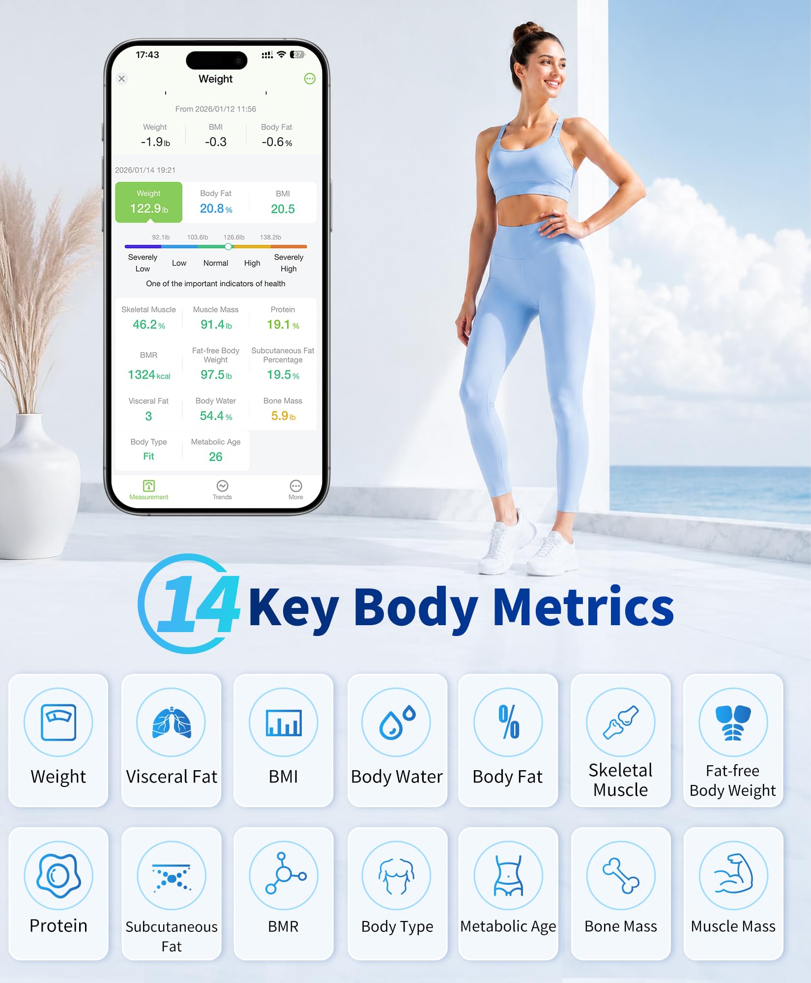 LOFTILLA Smart Scale with BMI, Body Fat, Muscle Mass, 8-in-1 Display - LOFTILLA Official Product View 5