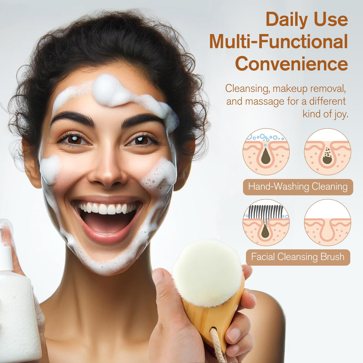 Soft Bristle Facial Cleansing Brush for Deep Pore Cleaning - Jaasuee Official Imagery - 4