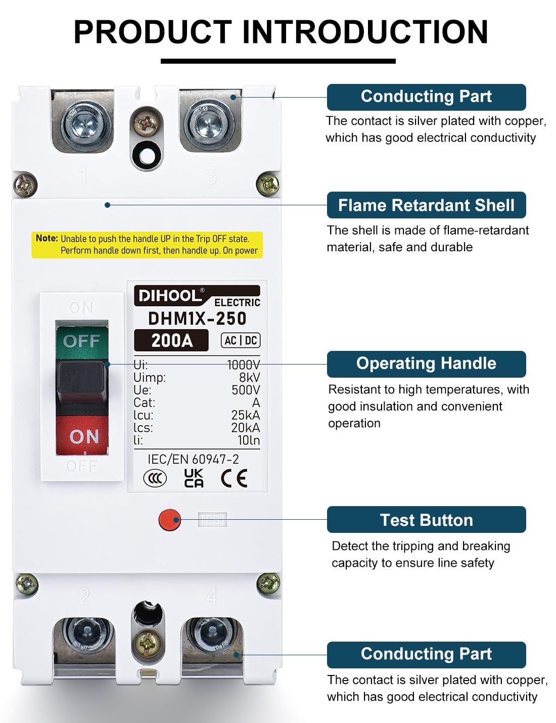 DIHOOL DC 200 Amp Breaker 500V Battery Disconnect Switch for - DIHOOL Official Imagery - 4