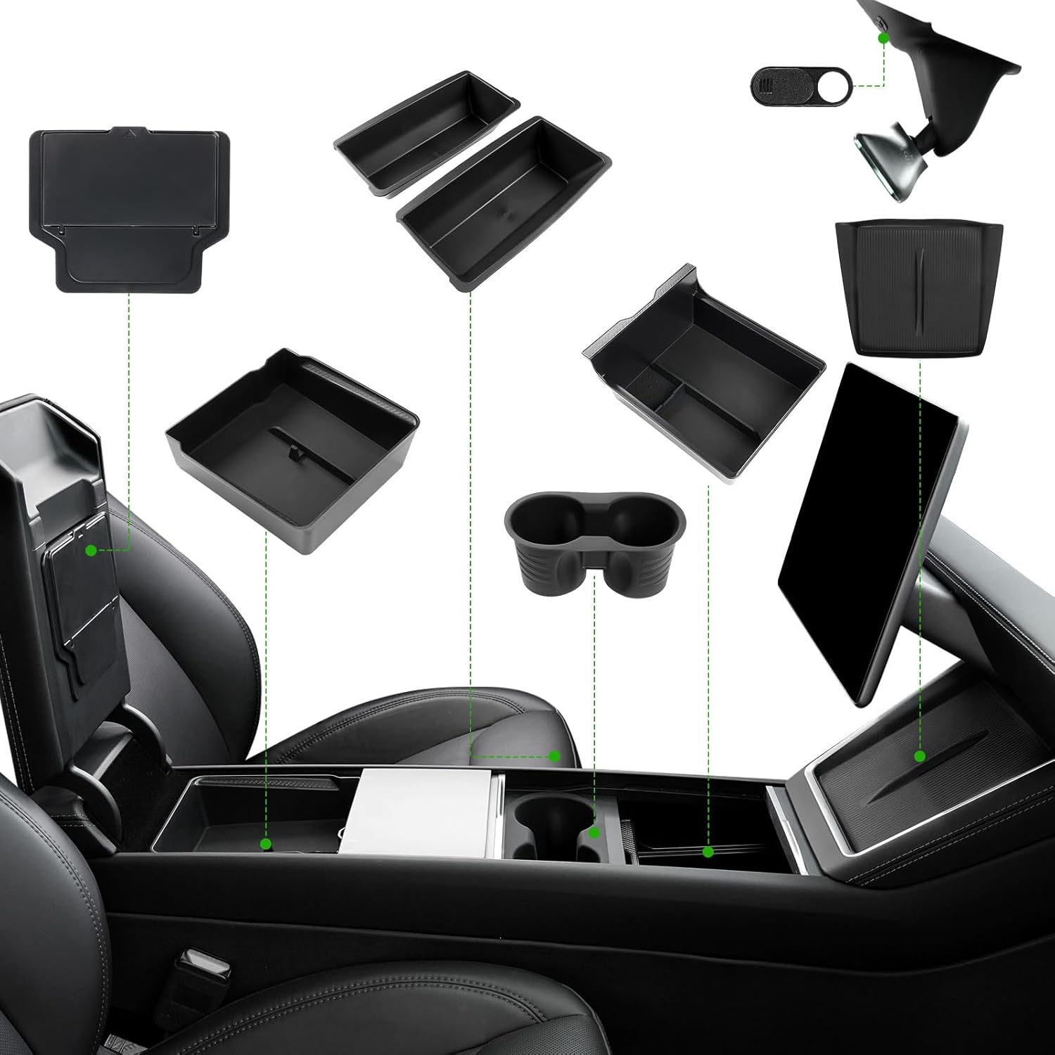 10PCS Center Console Organizer Tray for 2025 2026 Tesla Model Y Juniper