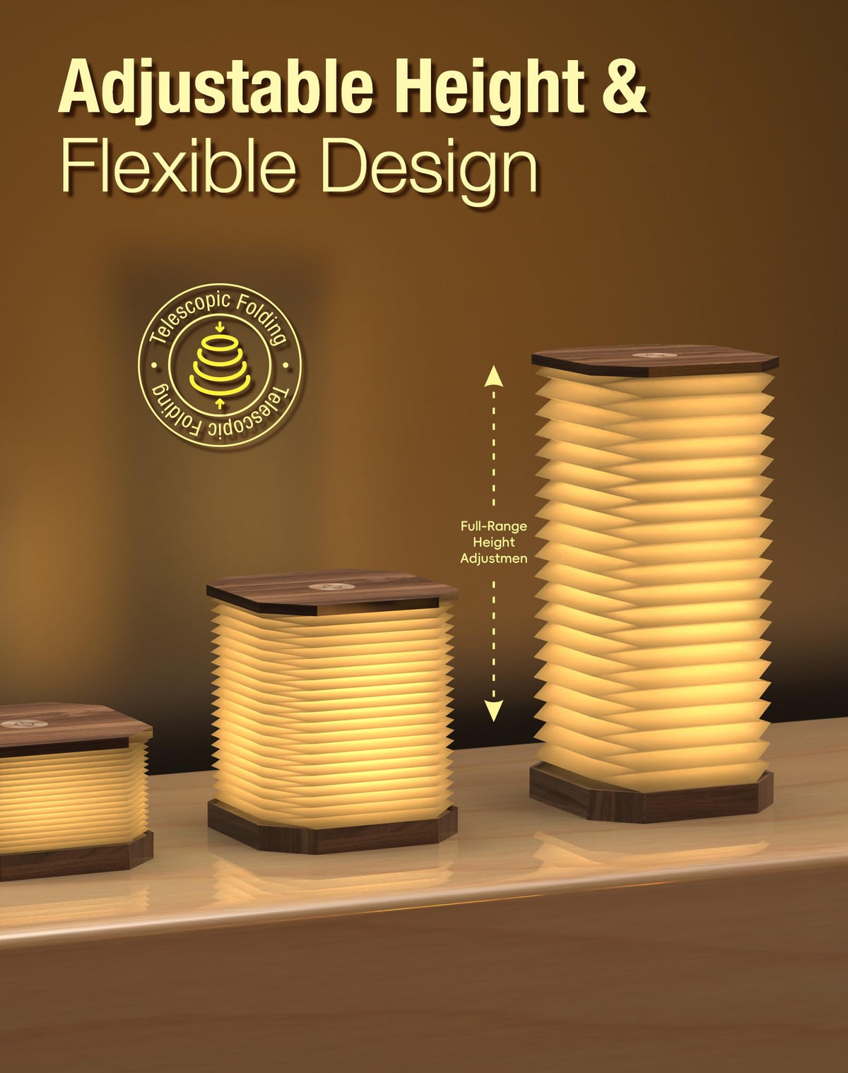 Vertical Accordion Bedside Table Lamp Japanese Gifts Paper - ZBOLE Official Imagery - 4