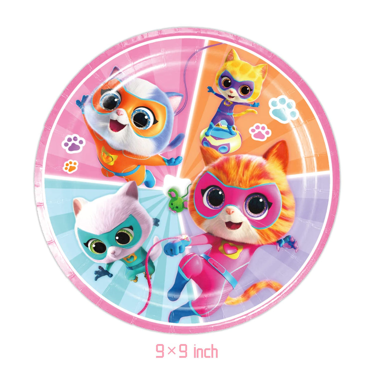 Super Kitties Party Supplies 41Pack include 20 plates 20 - DoMiDoLa Official Imagery - 6