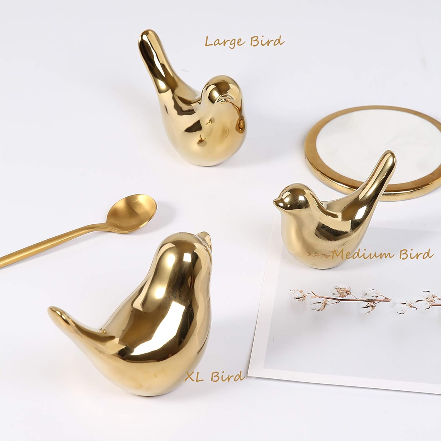 Gold FANTESTICRYAN small bird statues for modern home decor, featuring sleek design and decorative bird figures.