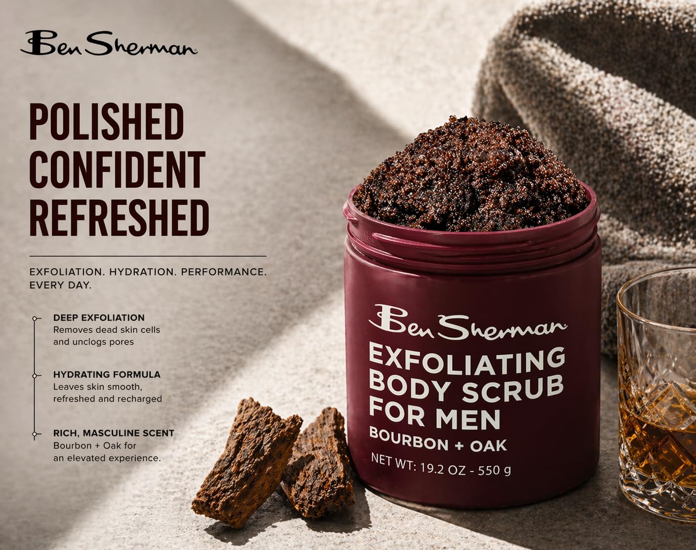 Ben Sherman Exfoliating Body Scrub with Shea Butter Vitamin A and C, - Ben Sherman Official Product View 5