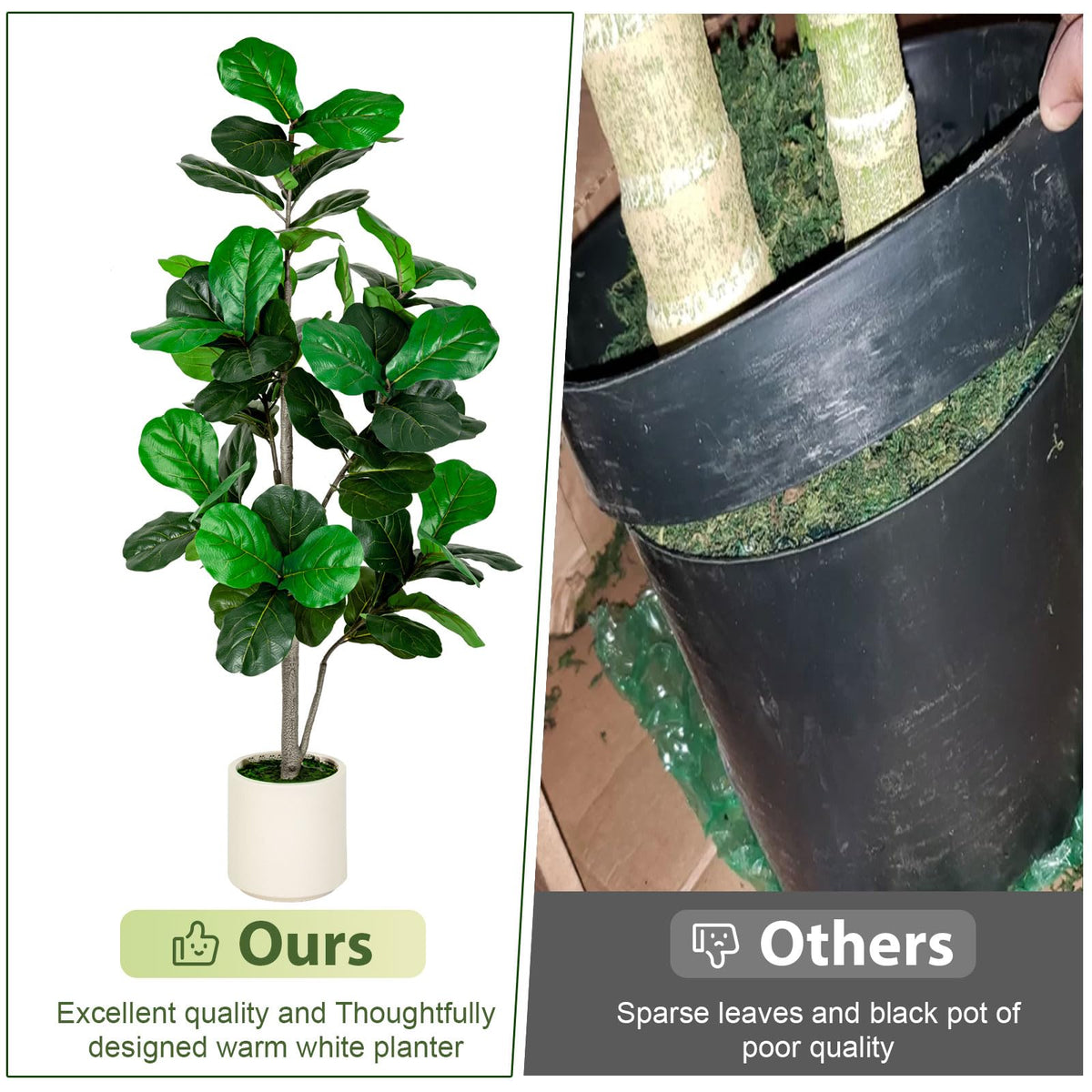 VIVATREES 5FT Fiddle Leaf Fig Artificial Tree with White - VIVATREES Official Imagery - 4