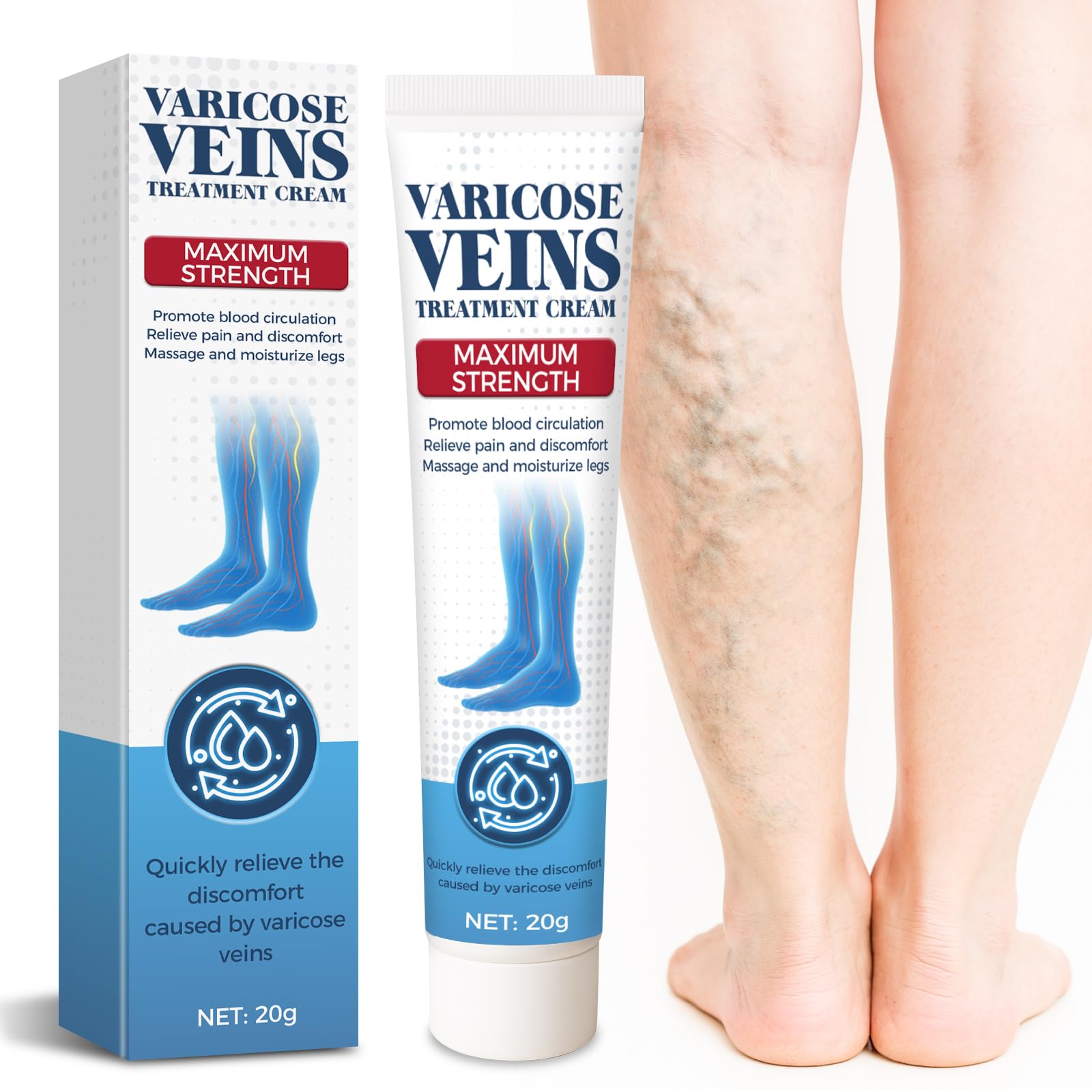 Bellisinno varicose veins and spider veins cream for legs, skin moisturizer with soothing, hydrating formula.