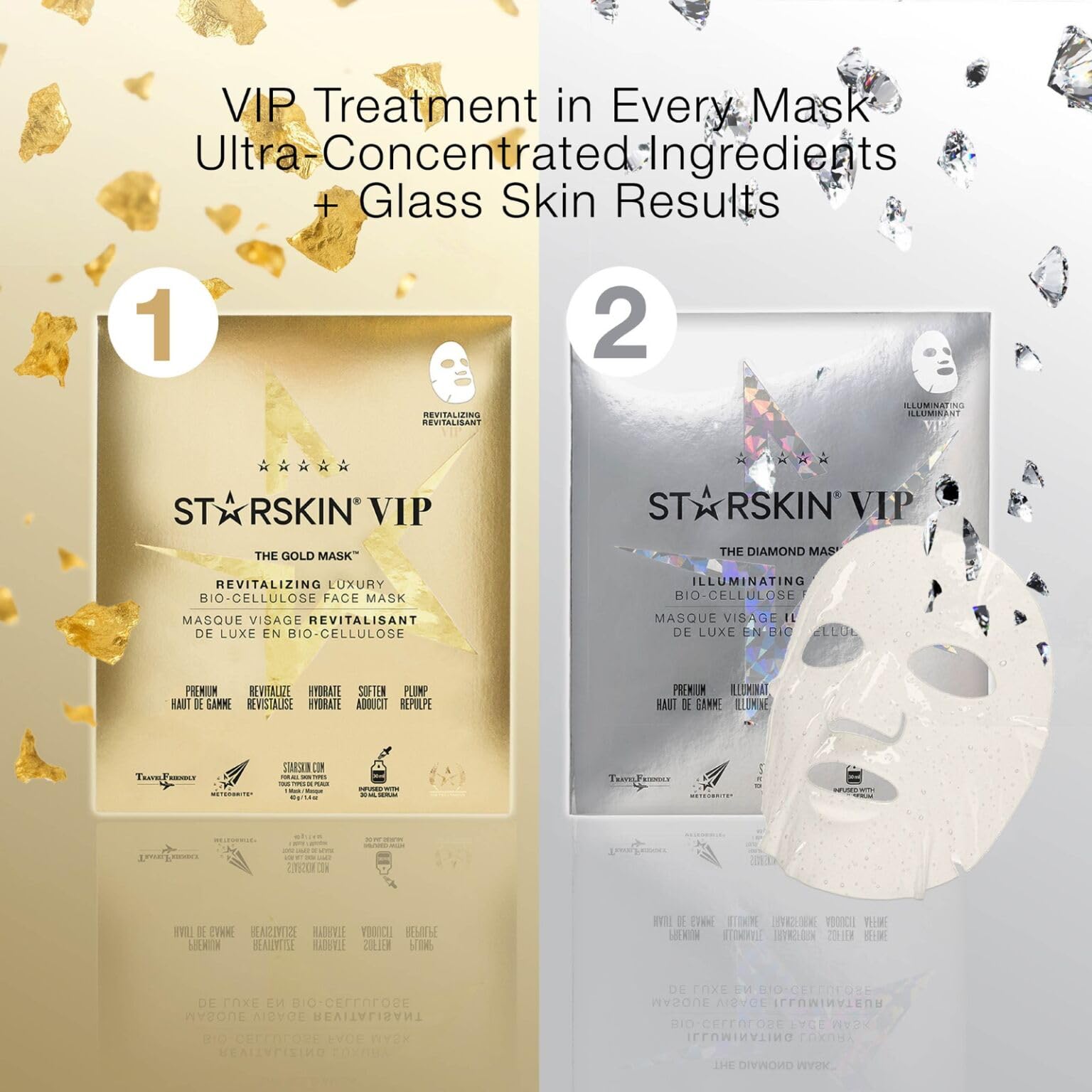 STARSKIN VIP Gold Mask Face, Coconut Bio-Cellulose Revitalizing - STARSKIN