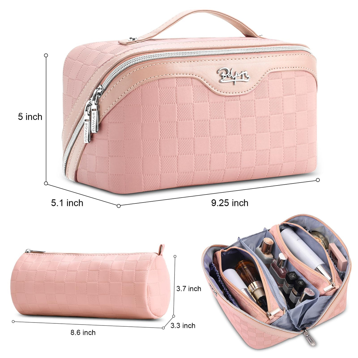 BOYATU Travel Makeup Bag Organizer 180 Open Flat 3 Pcs Make - BOYATU Official Imagery - 4