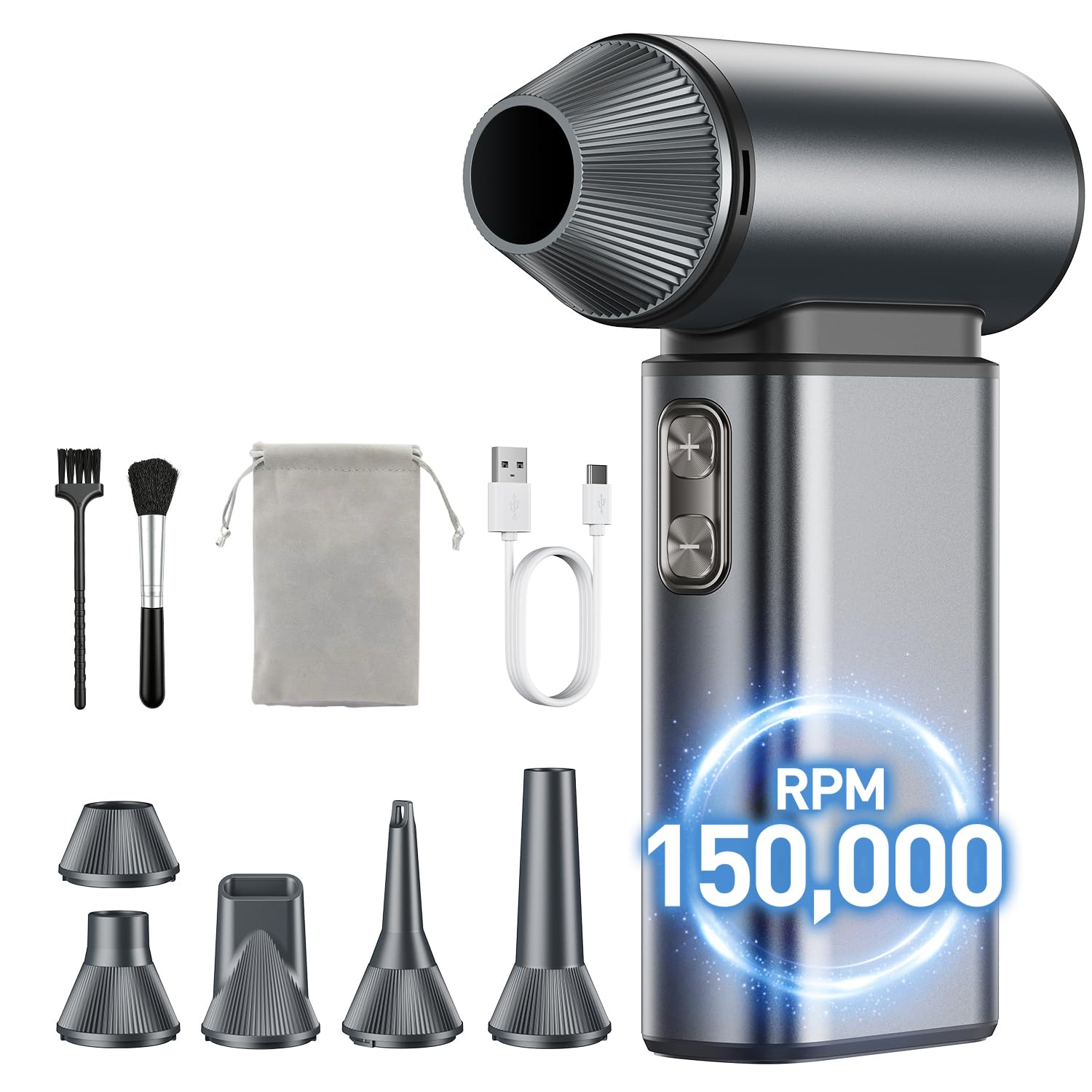 SKTFFR electric compressed air duster with mini air blower, 150000 RPM, designed for cleaning electronics and tight spaces