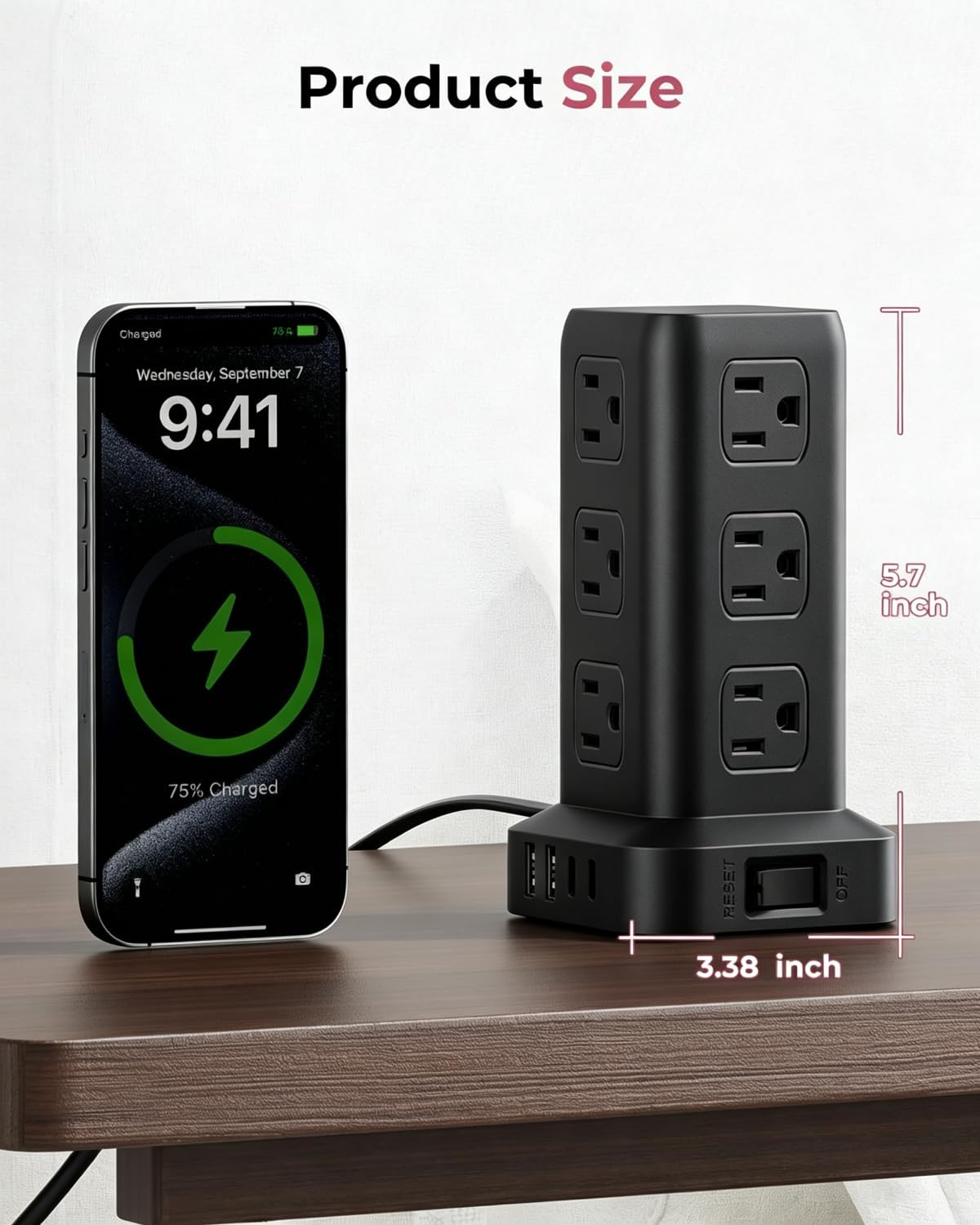 Power Strip 6 5 FT Cord Power Strip Tower with 4 USB Ports - SMALLRT Official Imagery - 6