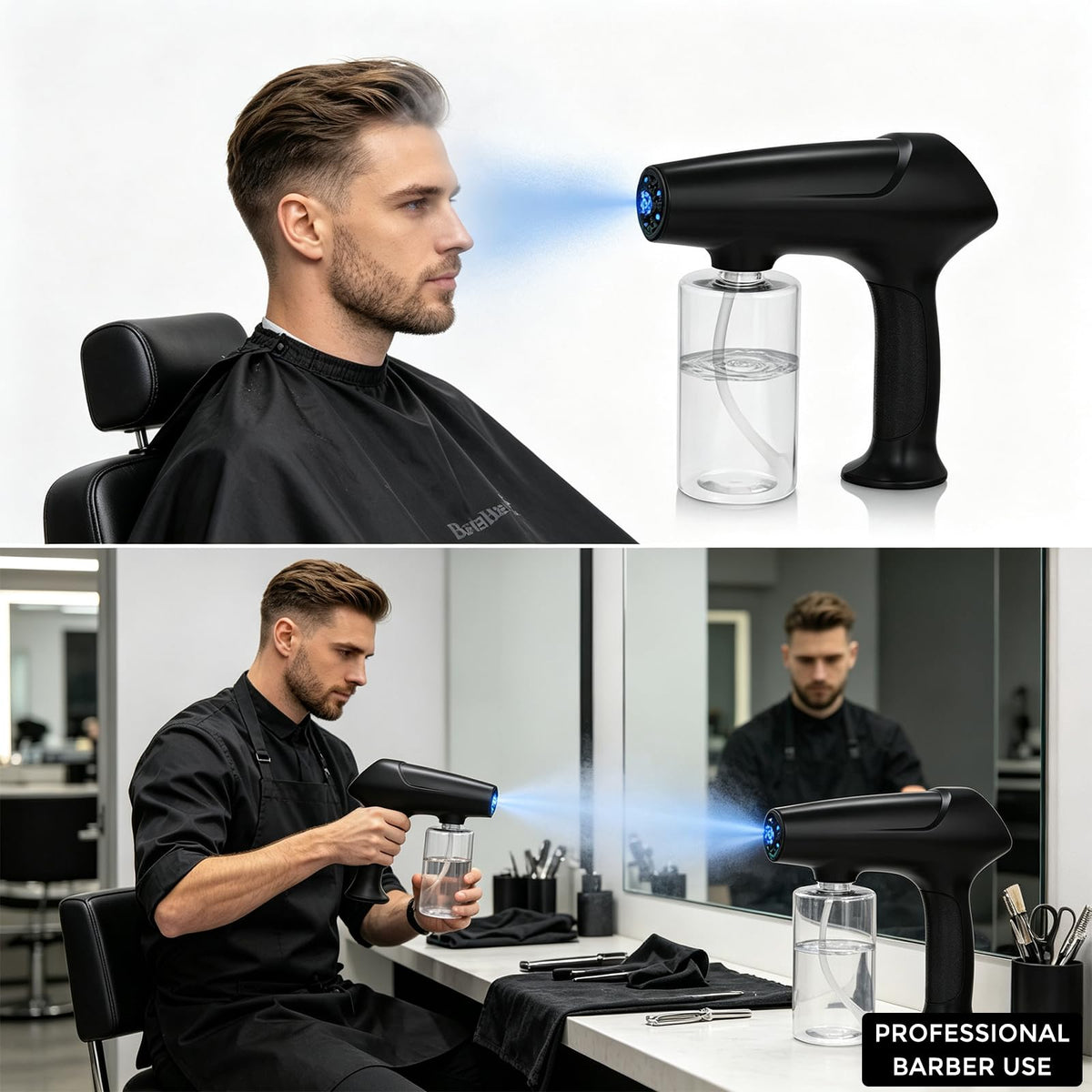 Barber Spray Bottle with Blue Light Rechargeable - Hovinke Official Imagery - 4