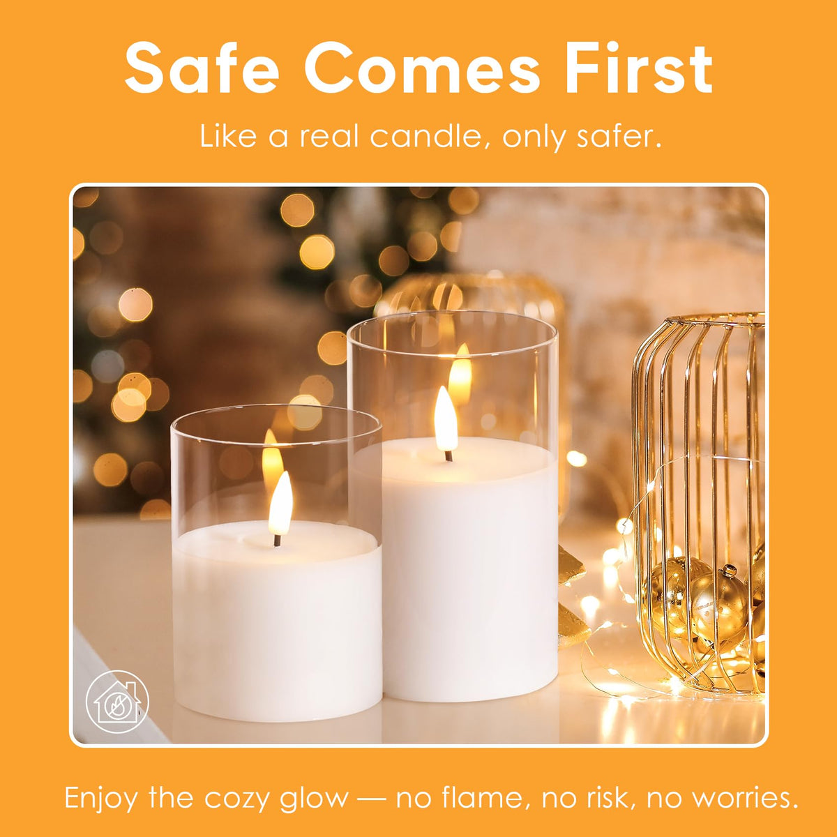 Clear Glass Flameless Candles with Remote Timer Flickering - Eywamage Official Imagery - 7