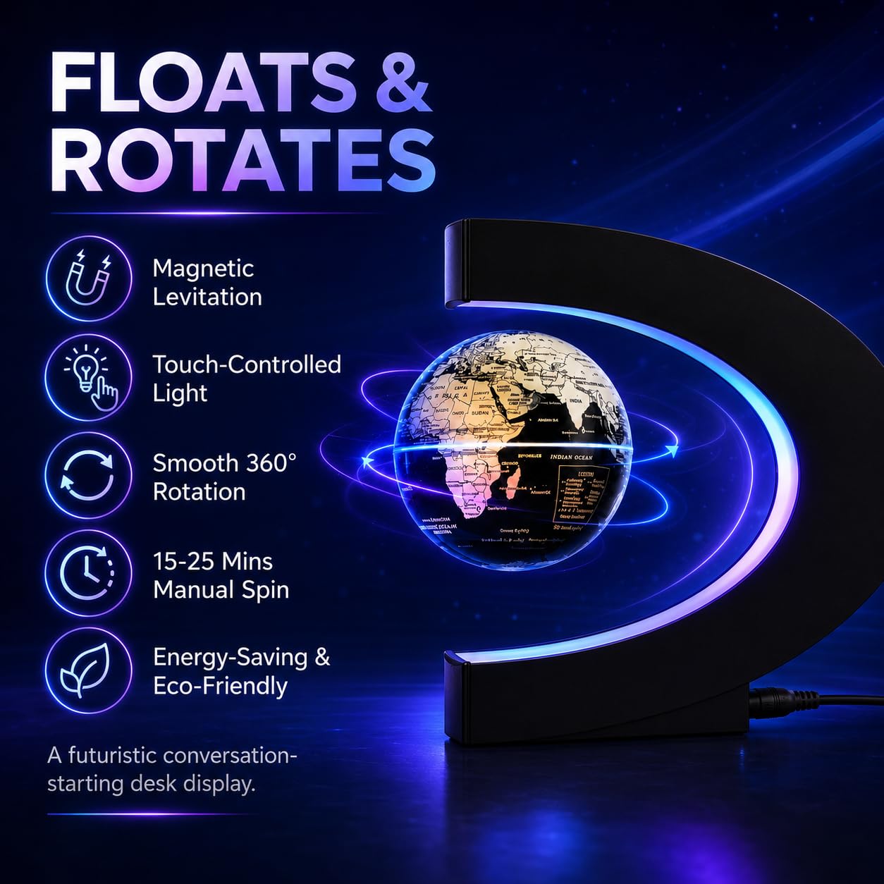 KAIMC Magnetic Levitation Floating Rotating World globe for child by KAIMC - Angle View 5