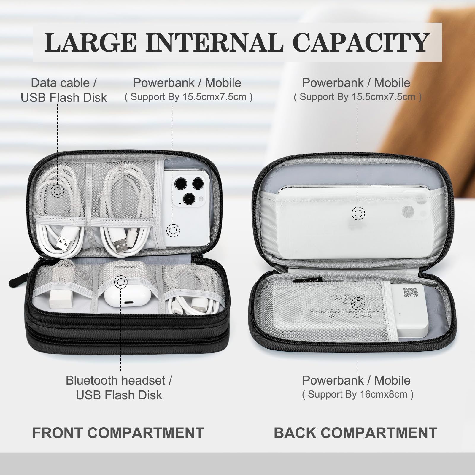 FYY Electronic Organizer, Travel Tech Pouch Bag, Cable Organizer Black - View 3