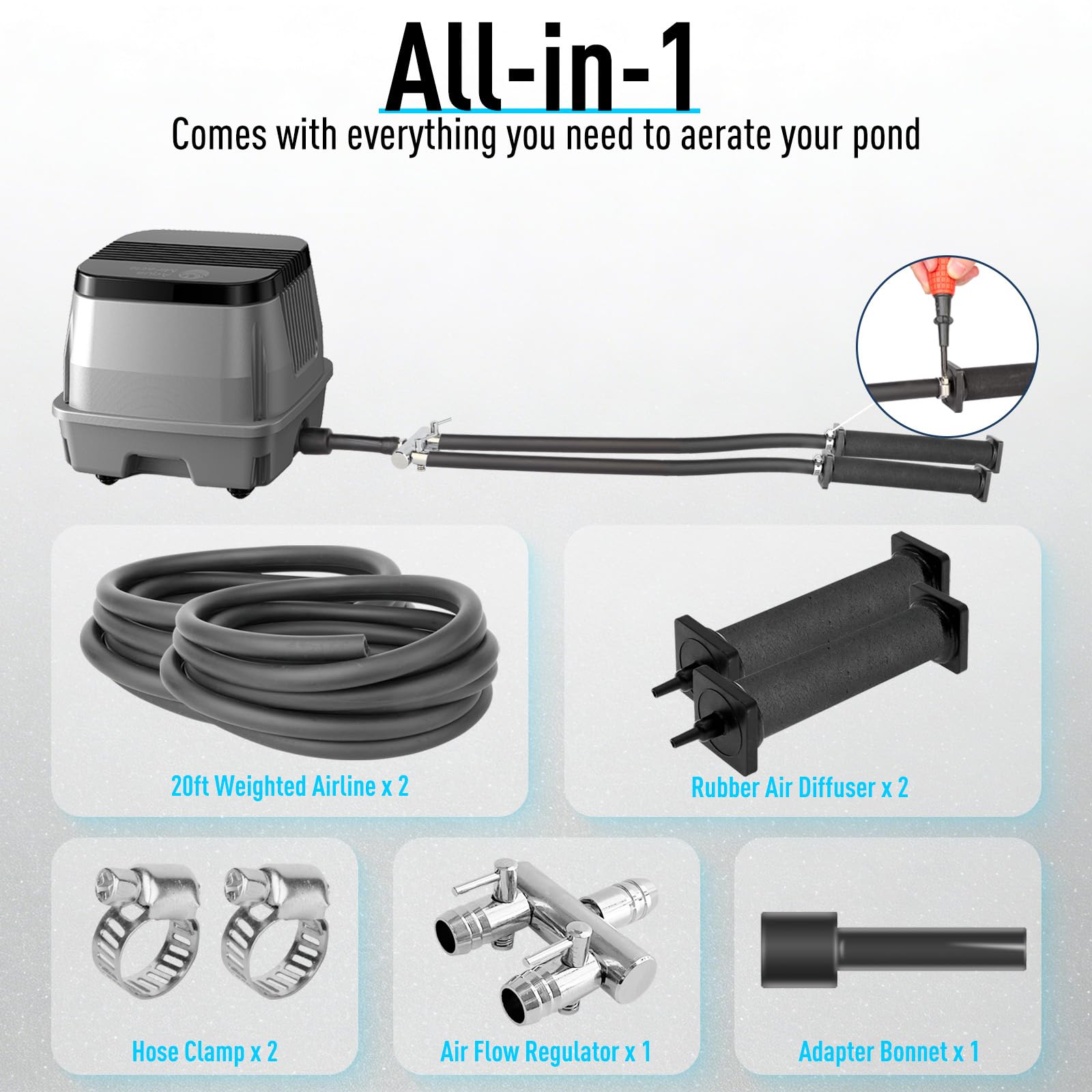 AquaMiracle Koi Pond Aerator Pond Air Pump for Outdoor Ponds 5000 - AquaMiracle Official Product View 3