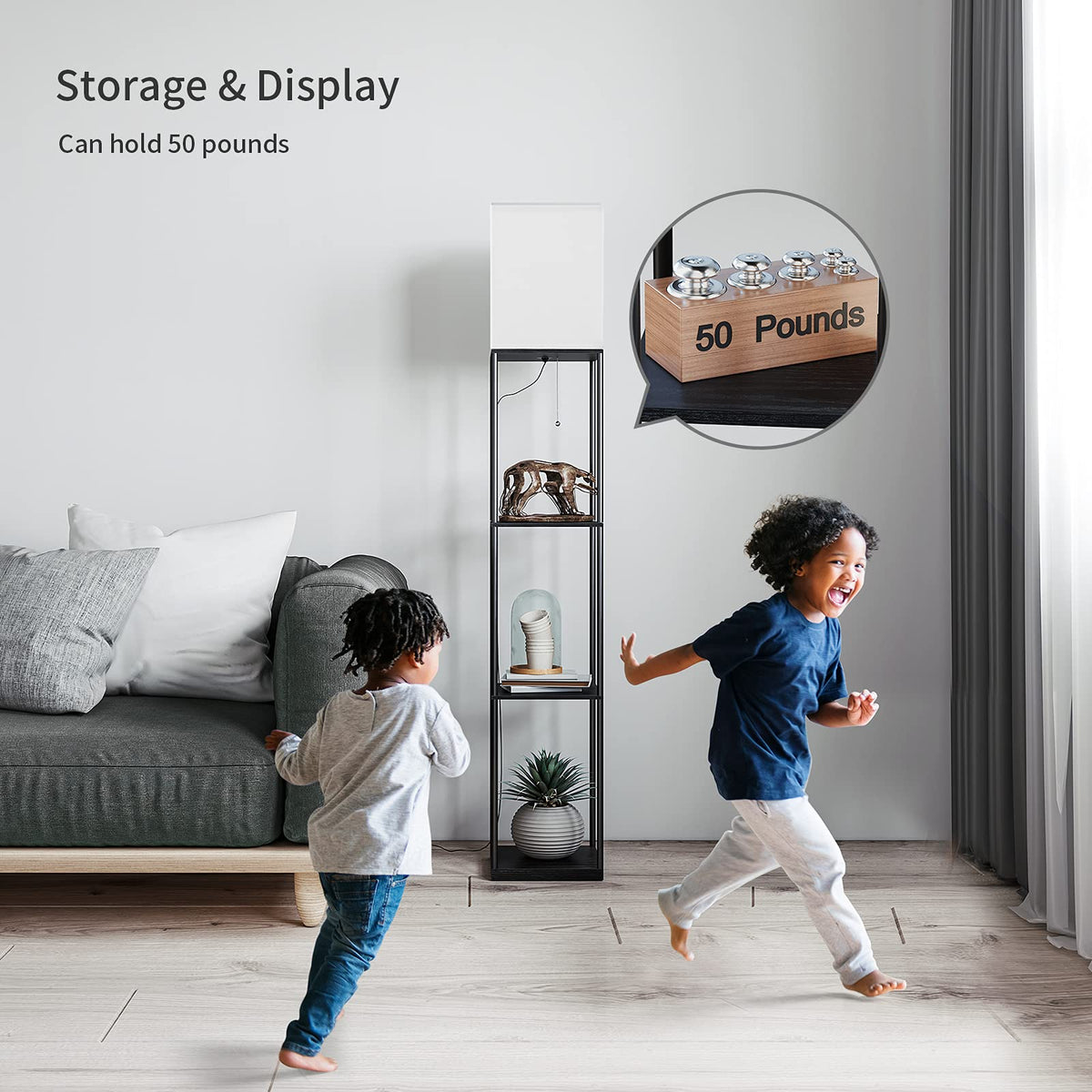 SUNMORY Floor Lamp with Shelves Standing Lamps for Living - SUNMORY Official Imagery - 8