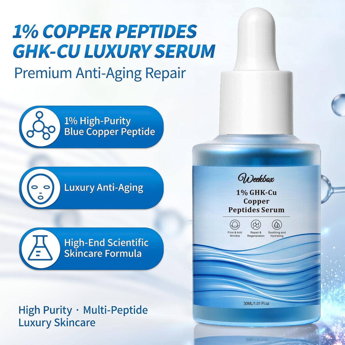 1 Copper Peptides GHK Cu Serum 8D HA Facial Serum Hydrating - Weekbox Official Imagery - 3